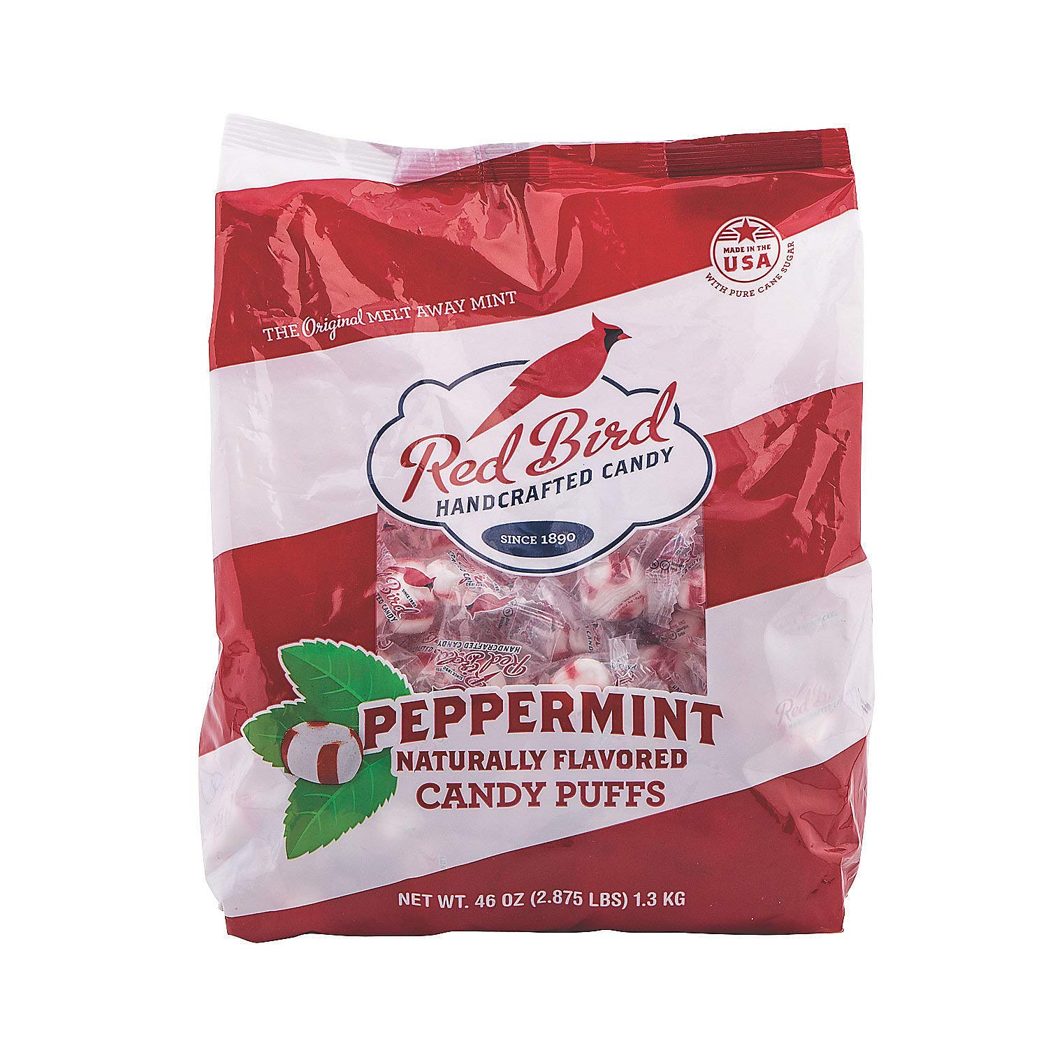 Red Bird Peppermint Puffs - Premium Candy for Christmas Stocking Stuffers & Holiday Gifts - Perfect for Office Treats, Party Favors and Sweet Snacks