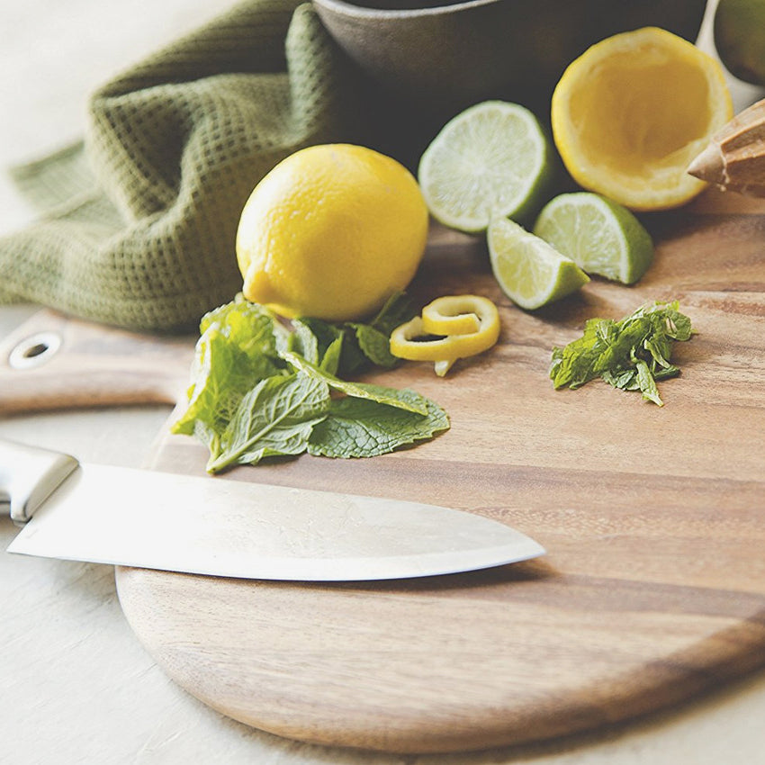 Fox Run Round Provencale Paddle Board - Premium Wooden Cutting Board for Kitchen, Charcuterie & Cheese Serving - Perfect for Entertaining, Home Decor & Gourmet Food Presentation