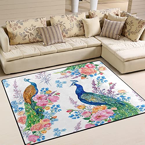 Peacock Feather Design Area Rug 63