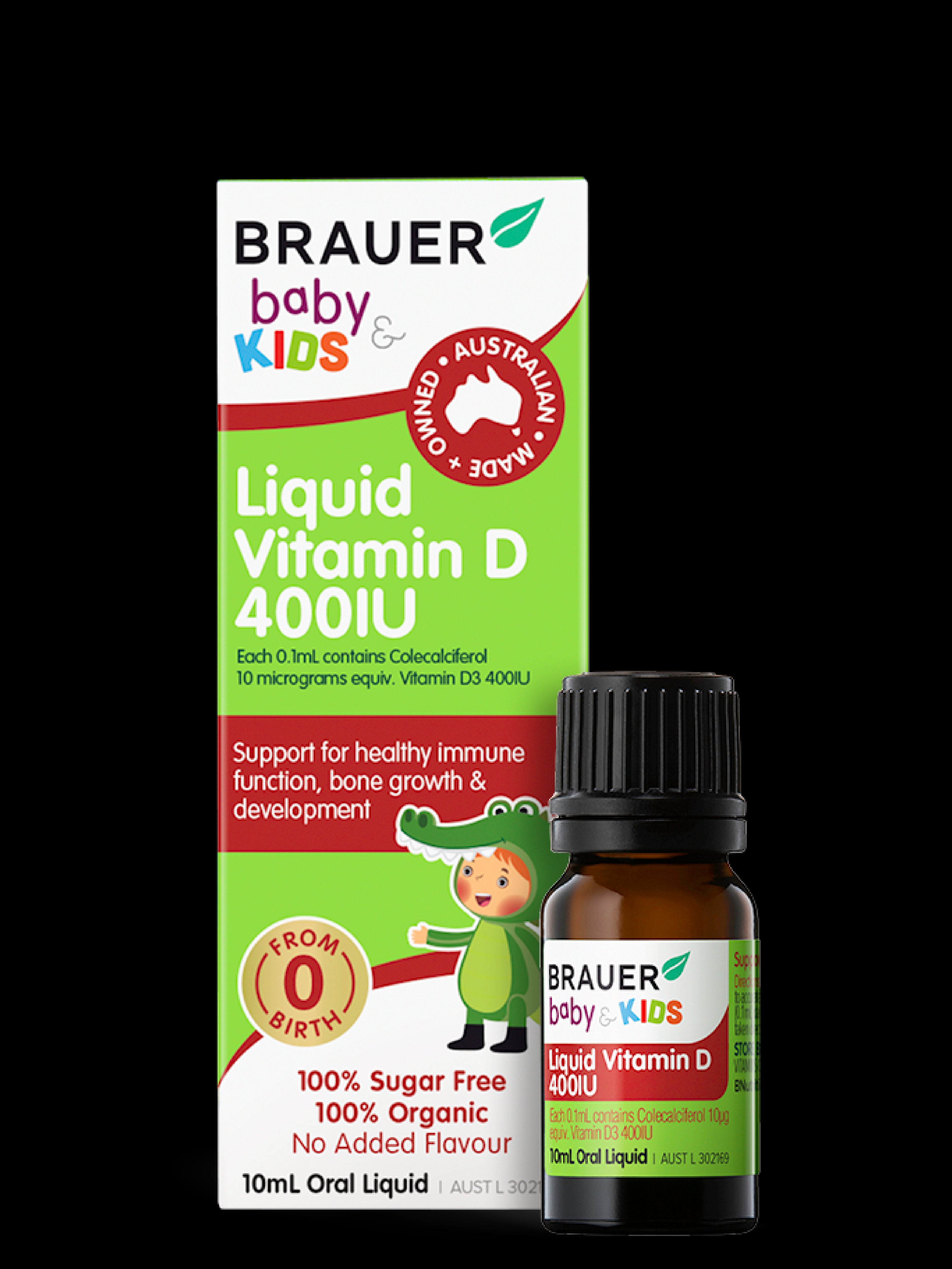 Brauer Baby & Kids Liquid Vitamin D 400 IU Drops - Supports Healthy Bone Development & Immune System - Ideal for Infants & Toddlers (Use for Daily Supplementation or Vitamin D Deficiency)