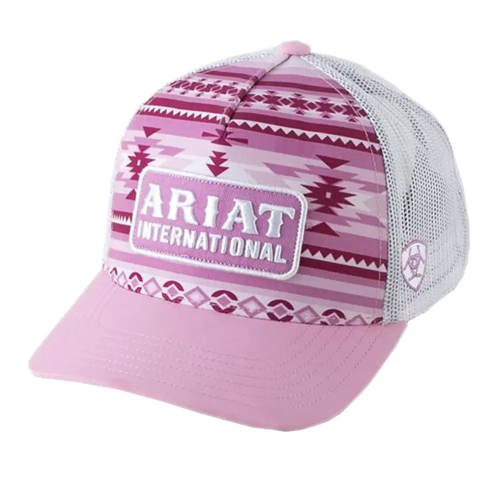 Ariat Women's Pink Southwestern Pattern Baseball Cap - Stylish Cowgirl Hat for Western Fashion & Outdoor Adventures