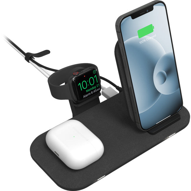 Mophie Wireless Charging Stand Plus - Fast Qi-Certified Charger for iPhone & Android Phones - Perfect for Home, Office & Nightstand Use (Black)