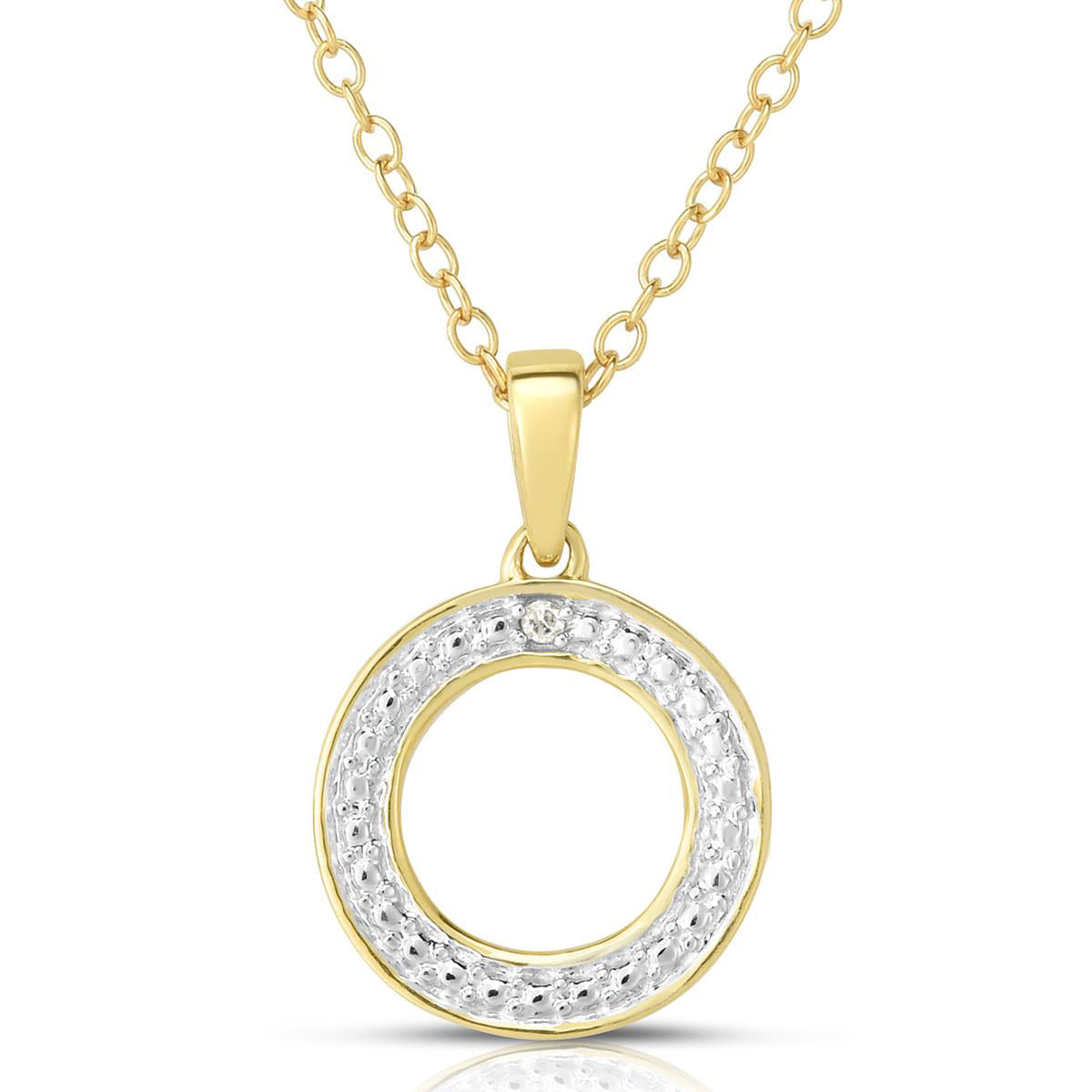 Elegant Circle Diamond Necklace for Women - 14K Gold Plated Dainty Pendant Jewelry - Perfect for Weddings, Anniversaries & Special Occasions