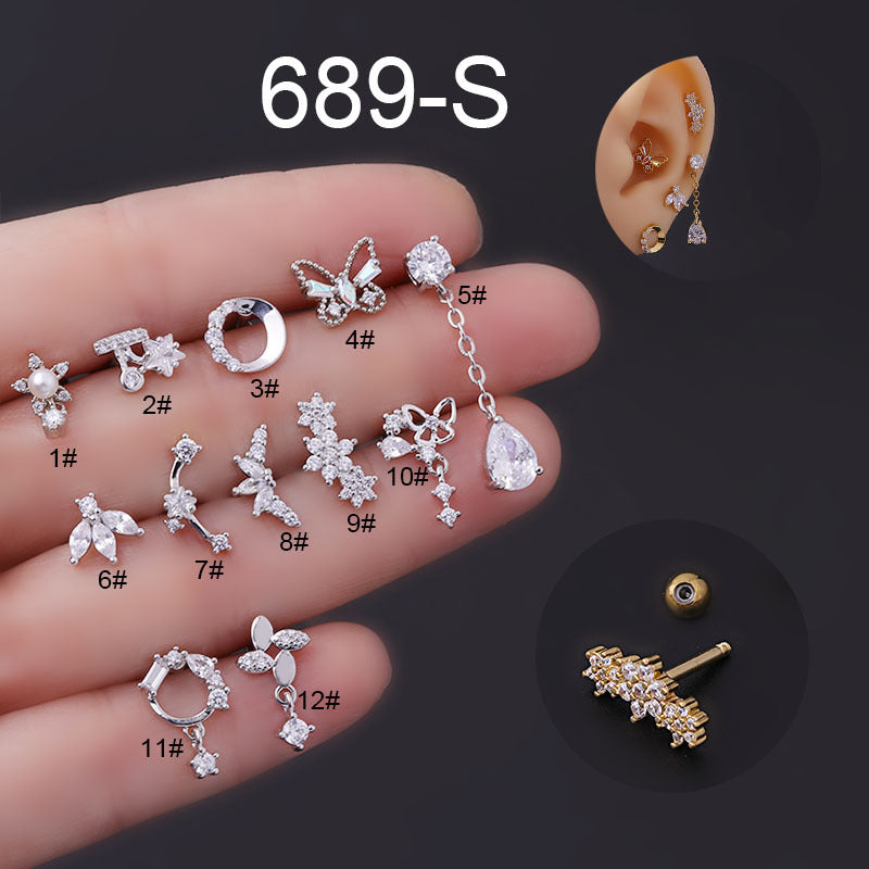 16G Butterfly Helix Stud Tragus Daith Stud Earrings - Stainless Steel Body Jewelry for Cartilage Piercing | Perfect for Everyday Wear, Parties & Gifting