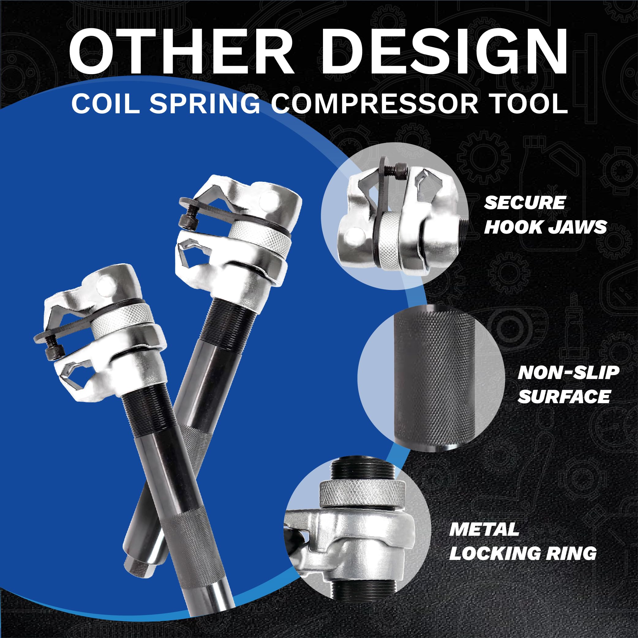 Heavy Duty MacPherson Strut Spring Compressor Tool Set - 2425LB Capacity Coil Spring Compressor with Extendable Bracket for Car, Truck, ATV & UTV - Perfect for DIY Auto Repair, Suspension Maintenance and Garage Use