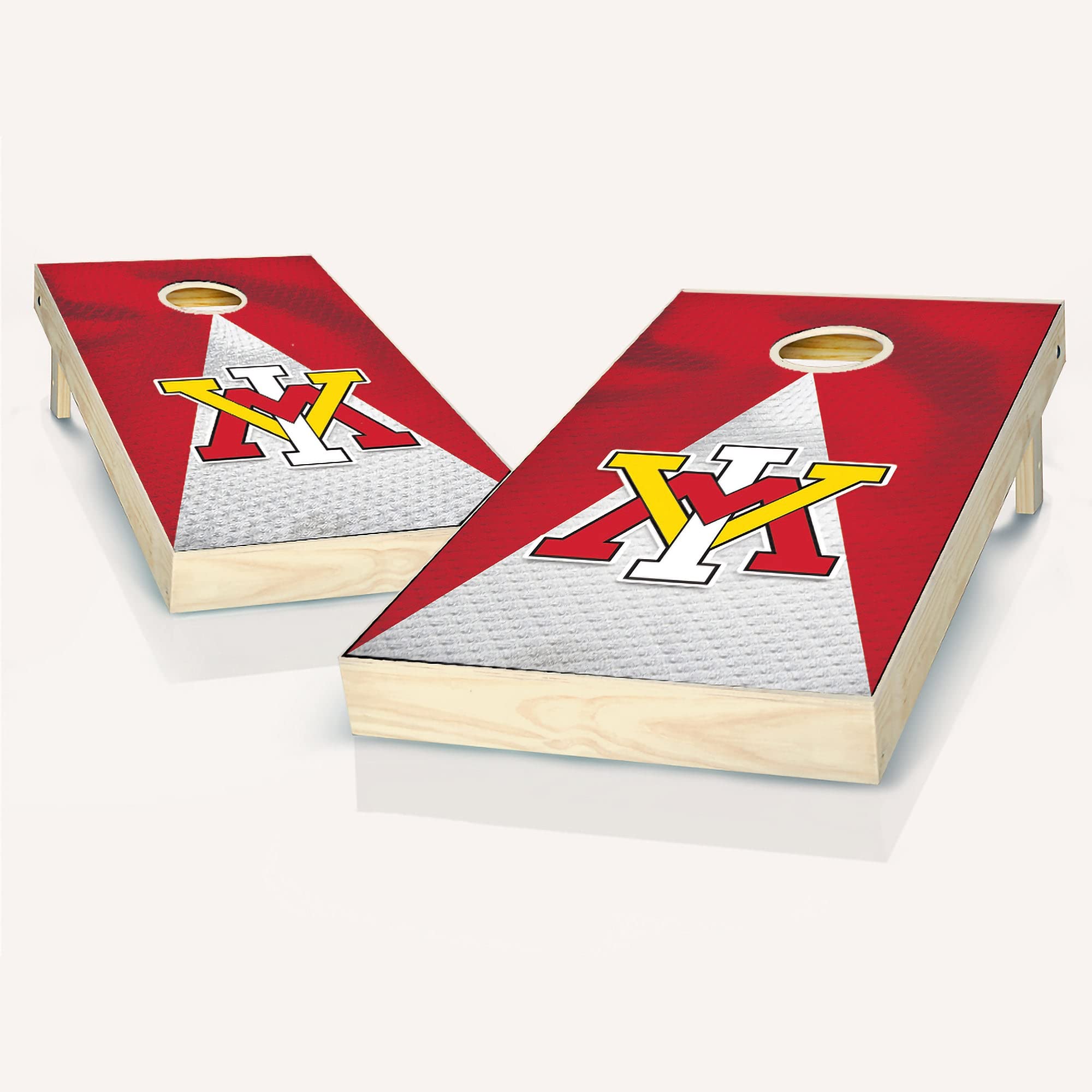 Premium Cornhole Game Set with 2 Wooden Boards & 8 Bean Bags - Outdoor Lawn Games for Backyard, Tailgating, and Parties - VMI Jersey Look Design