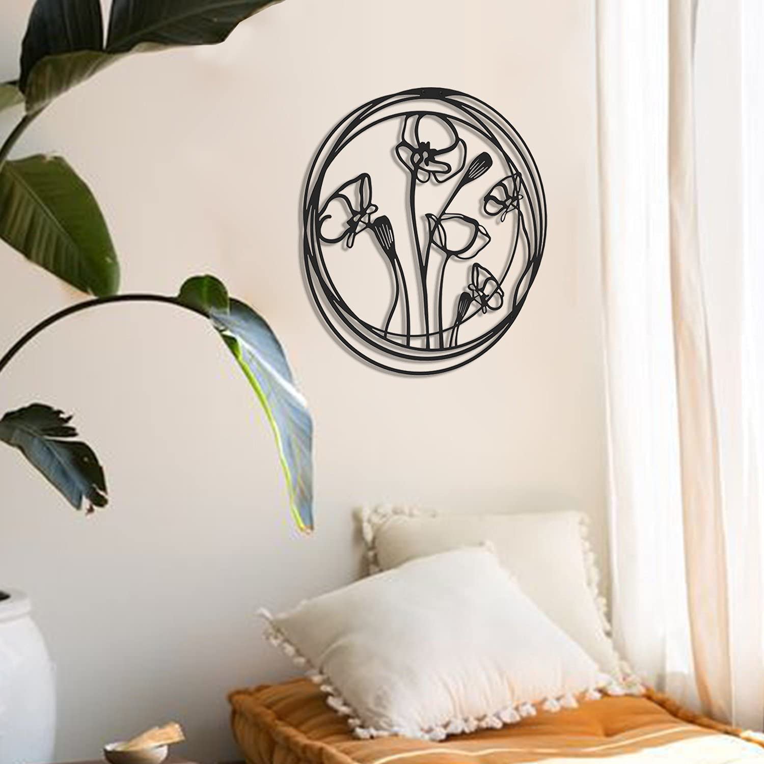 LaModaHome - Poppy Copper Metal Wall Art Decor for Living Room, Bedroom, Kitchen & Bathroom | Indoor & Outdoor Wall Hanging | Perfect for Home, Office & Garden Decoration