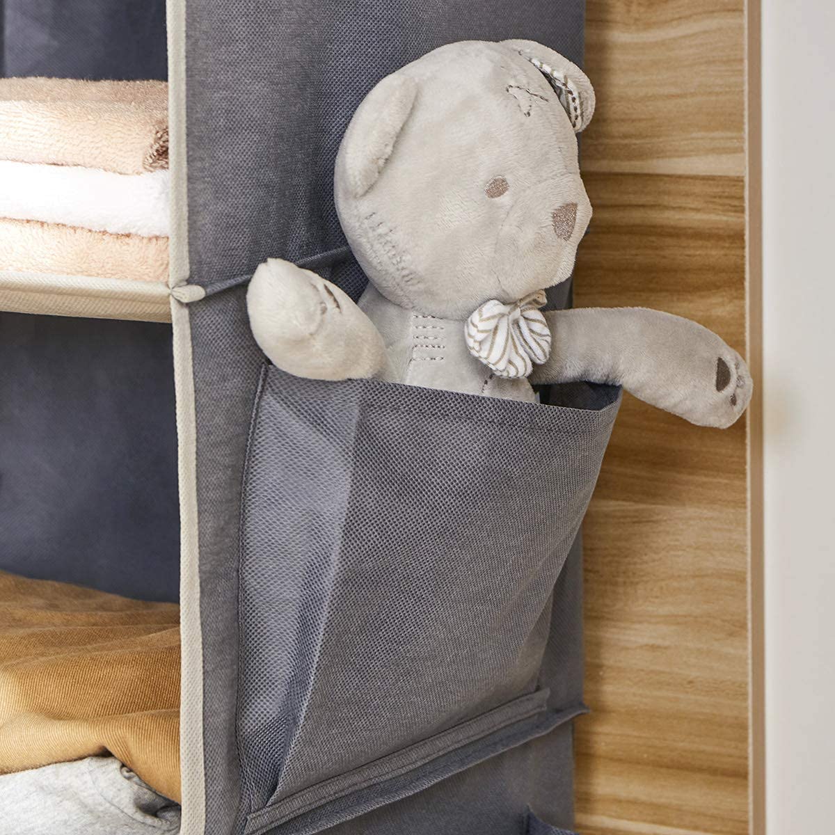6-Shelf Hanging Closet Organizer with Side Pockets - Space Saving Cloth Storage for Clothes, Shoes & Accessories - Durable Cationic Polyester - Perfect for Bedroom, Dorm, Apartment & Small Spaces
