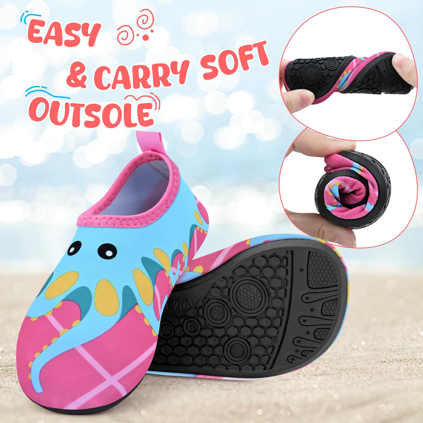 **Non-Slip Quick-Dry Kids Swim Water Shoes for Boys & Girls – Barefoot Aqua Socks for Beach, Pool & Outdoor Sports | Toddler Water Shoes for Swimming, Surfing & Water Play**