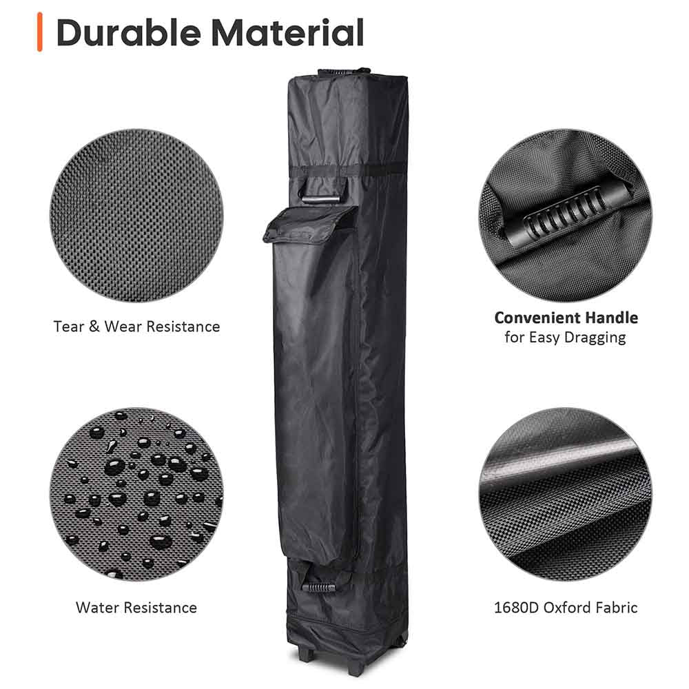 InstaHibit 10x10 Pop Up Canopy Rolling Storage Bag 11x11x63 - Heavy Duty Waterproof Carrying Case for Camping, Beach, Picnic, and Outdoor Events