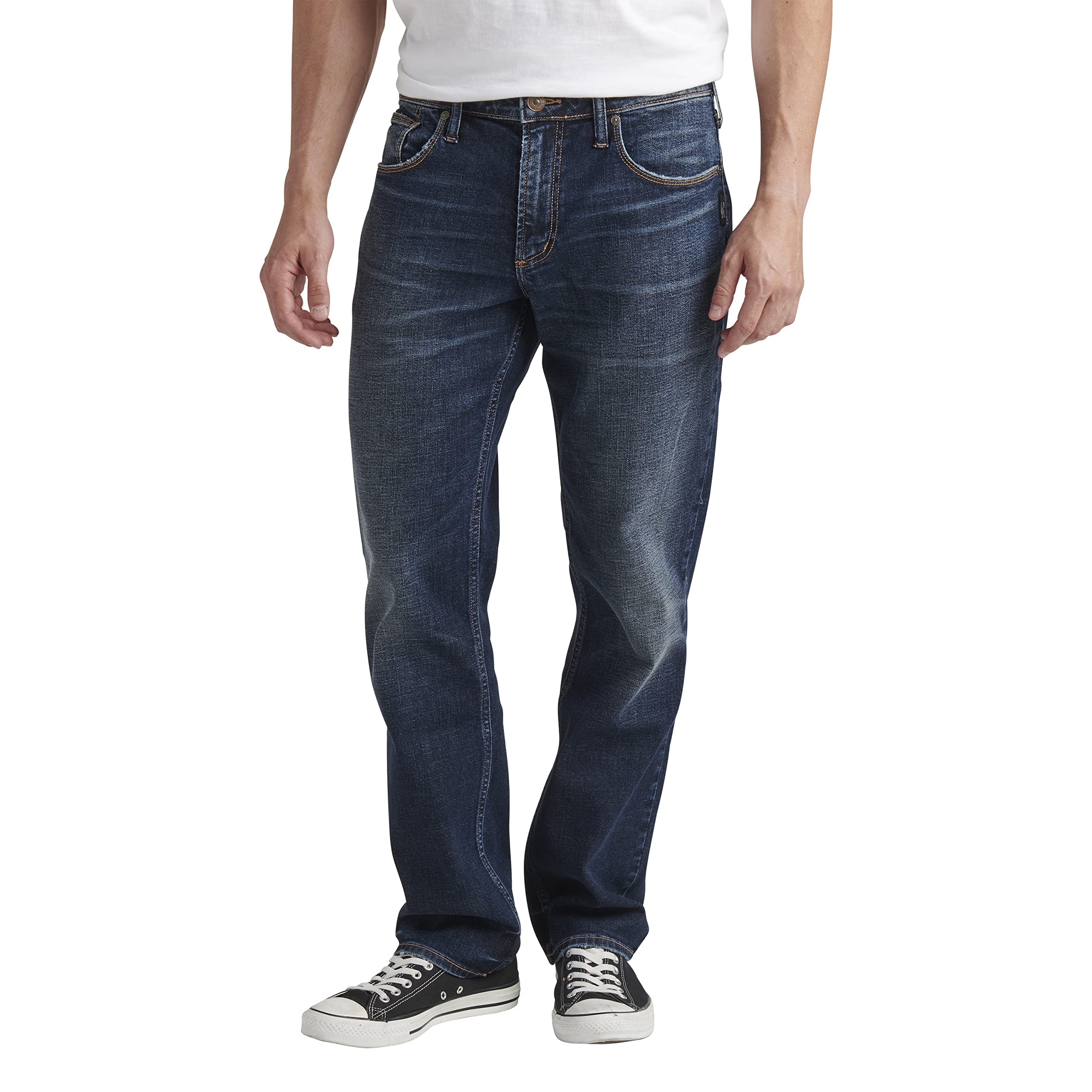 Silver Jeans Co. Men's Machray Classic Fit Straight Leg Jeans - Comfortable Denim Pants for Casual Wear & Everyday Outfits