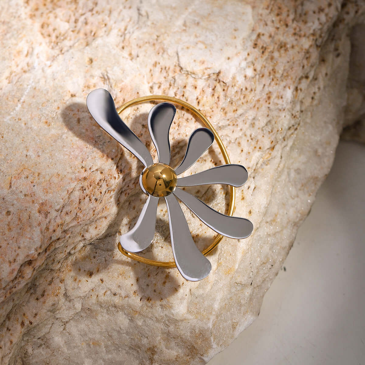 Duo Tone Flower Conch Shell Stud Earrings for Women | JDE6016 | Elegant Boho Jewelry for Beach Weddings, Summer Parties & Casual Wear