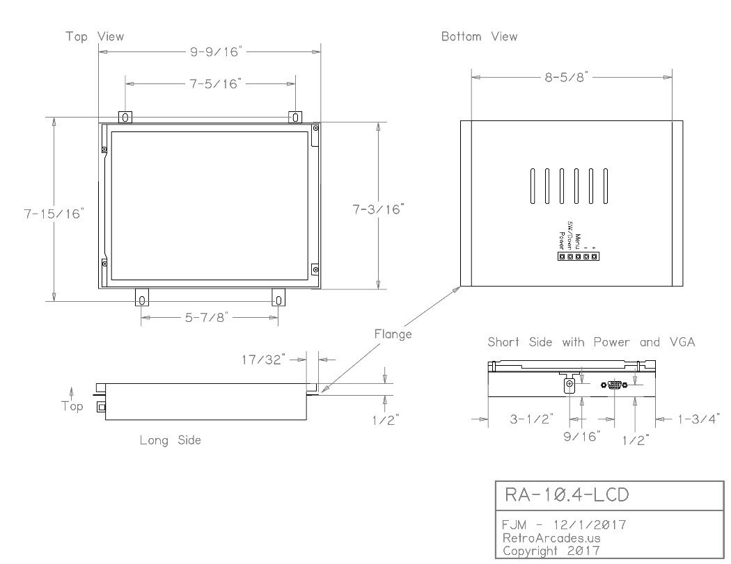 10.4英寸街机游戏LCD显示器，兼容Jamma、MAME和鸡尾酒游戏机柜，工业PC适用，适合家庭娱乐和商业游戏厅