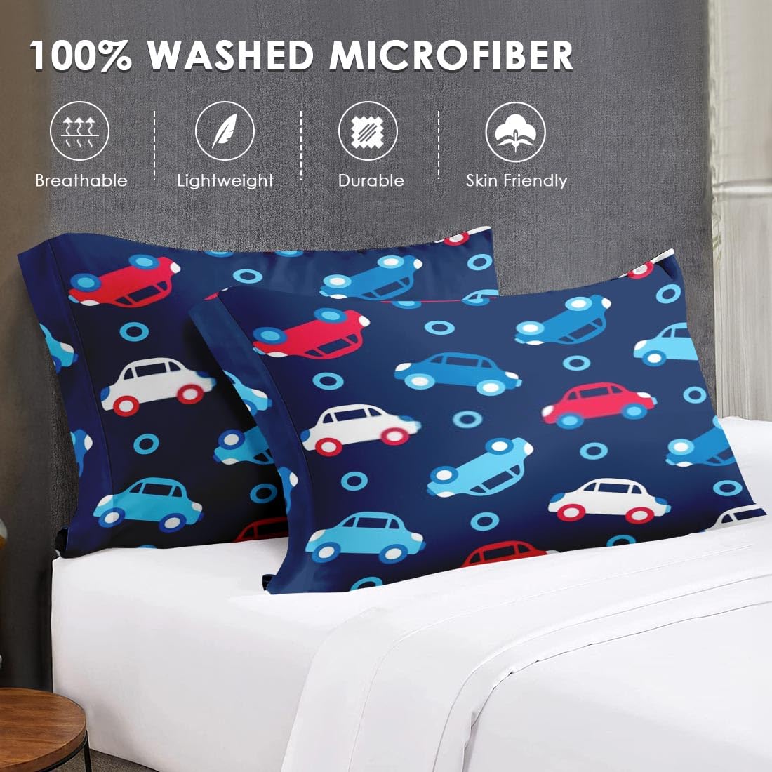 **Cars Themed Twin Size Comforter Set - Blue and Red Soft Bedding for Kids & Adults - Includes Pillowcase - Perfect for Nursery, Toddler Room & Bedroom Decor**
