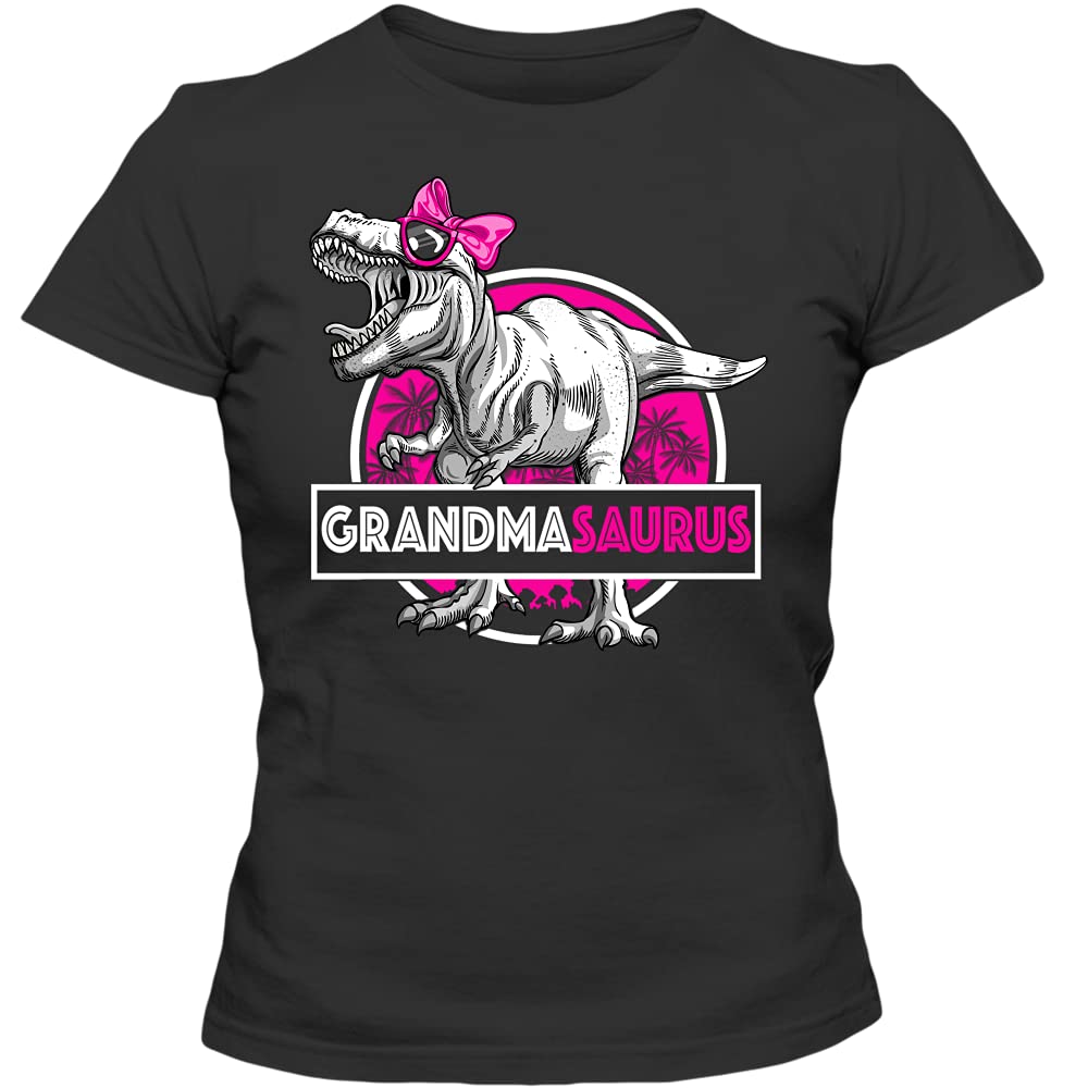 Dinosaur Mom T-Shirt for Women - Mothers Day Gift Idea for Grandma, Funny T-Rex Flower Design - Classic Ladies Tee for Casual Wear & Gifts