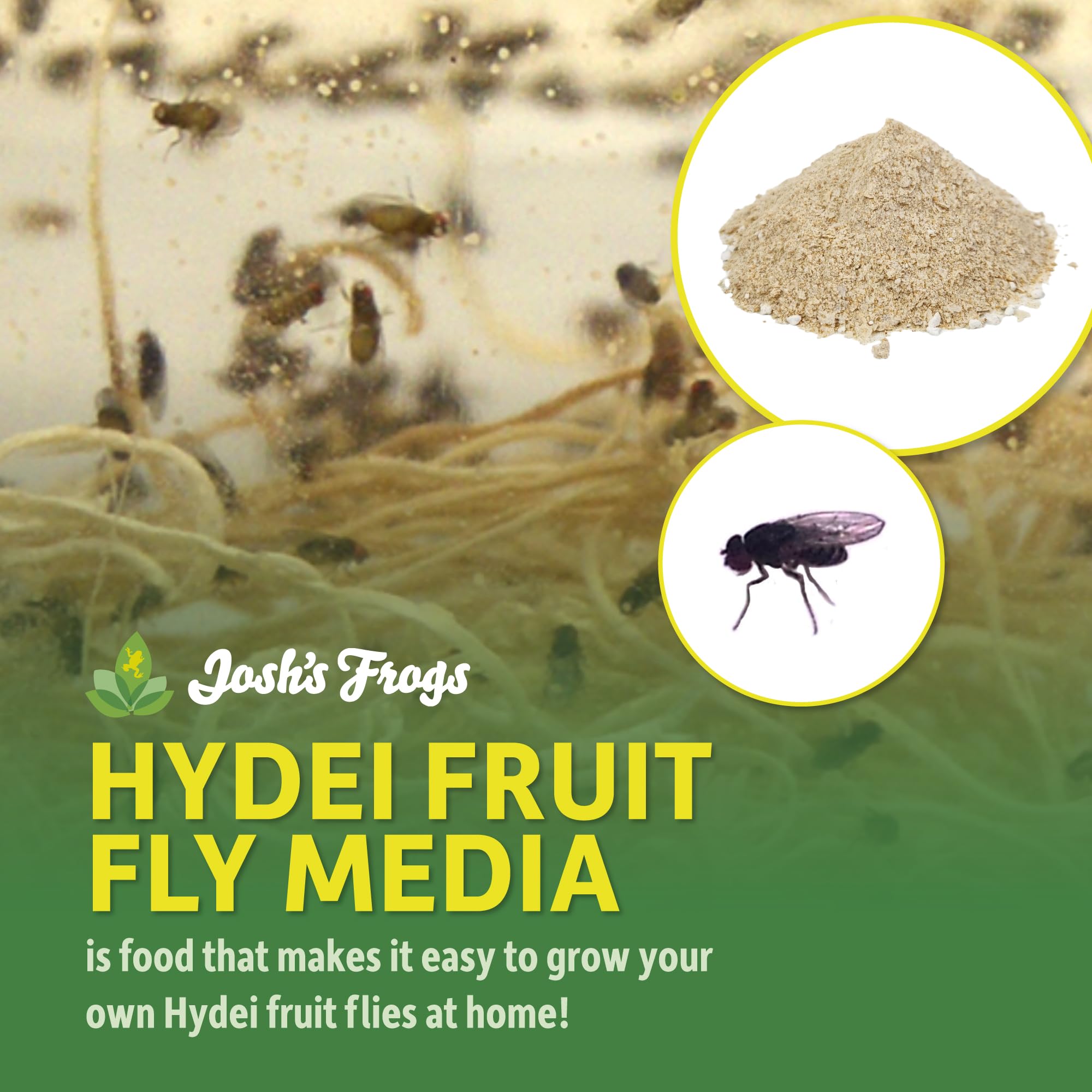 Josh's Frogs Premium HYDEI Fruit Fly Food Media - 3 lbs (2.7 Quarts) for 20 Fruit Fly Cultures | Ideal for Reptile & Amphibian Feeders, Pet Frog Food, and Science Lab Experiments