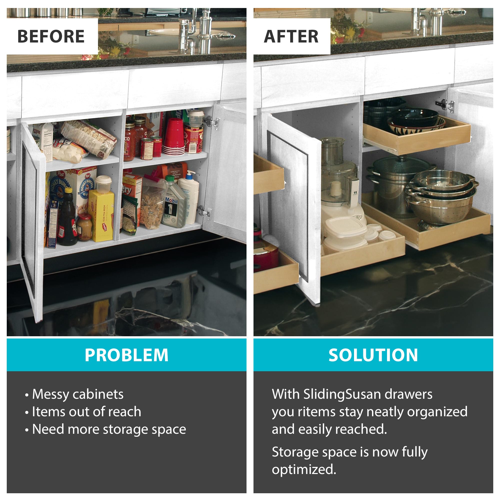 Pull Out Drawer Organizer for Cabinets - 16
