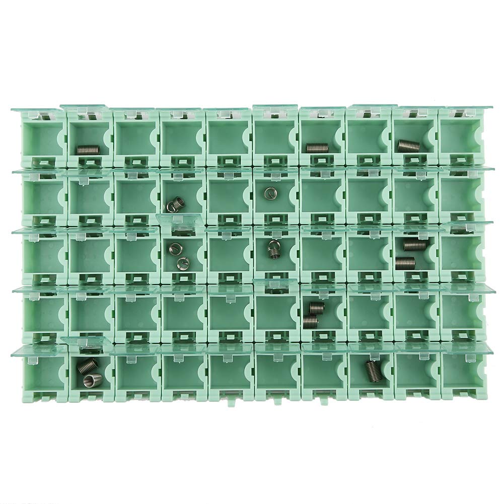 50-Piece Green IC Component Organizer Set - SMD Electronic Storage Tool Box Kit for DIY Electronics, PCB Repair & Small Parts Organization