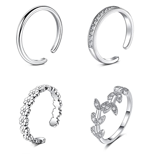 4pcs-silver toe rings