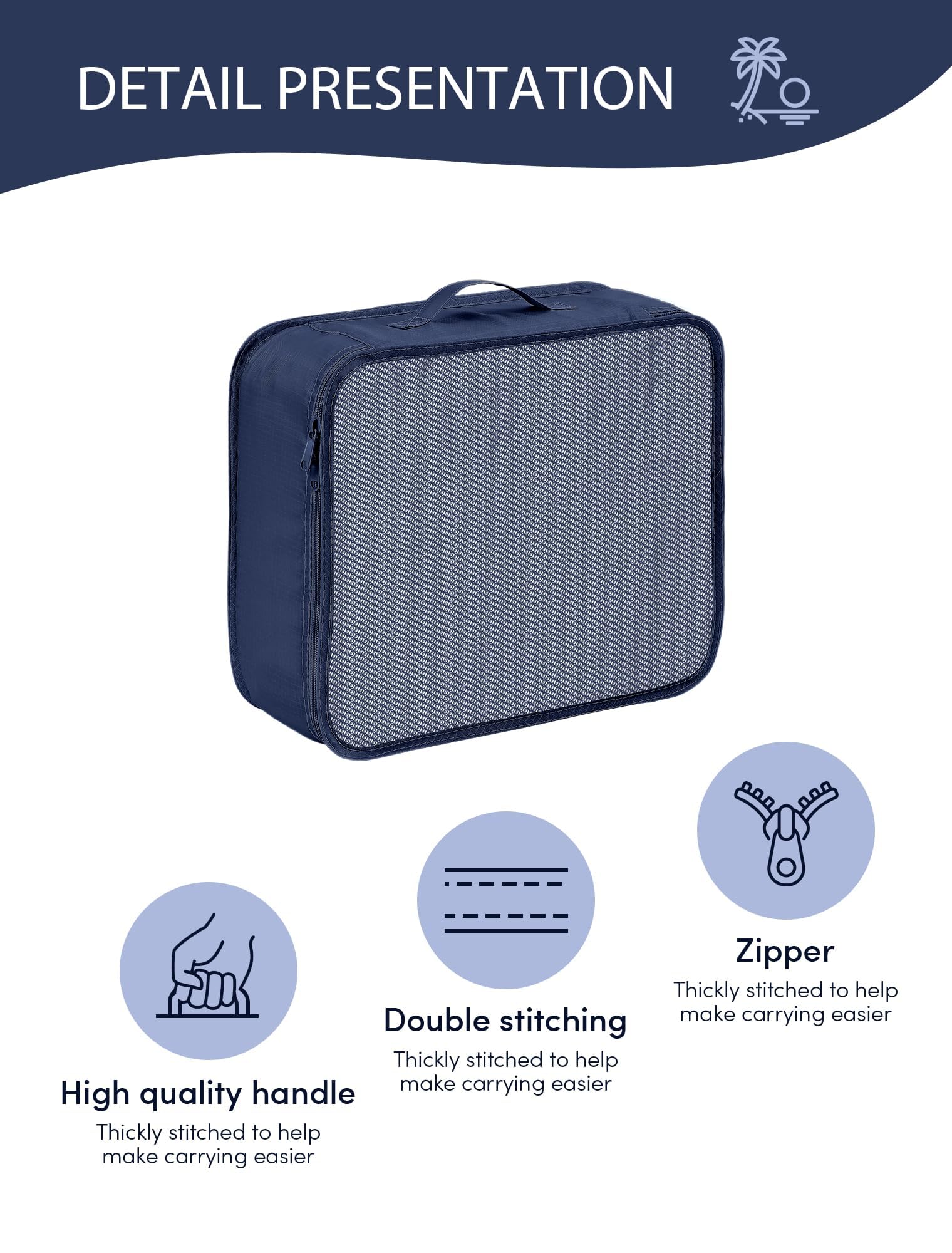 DIMJ 8-Piece Packing Cubes Set for Travel - Lightweight Luggage Organizers with Multiple Sizes for Clothes, Shoes & Toiletries (Navy Blue) | Perfect for Suitcase Organization, Business Trips & Family Vacations
