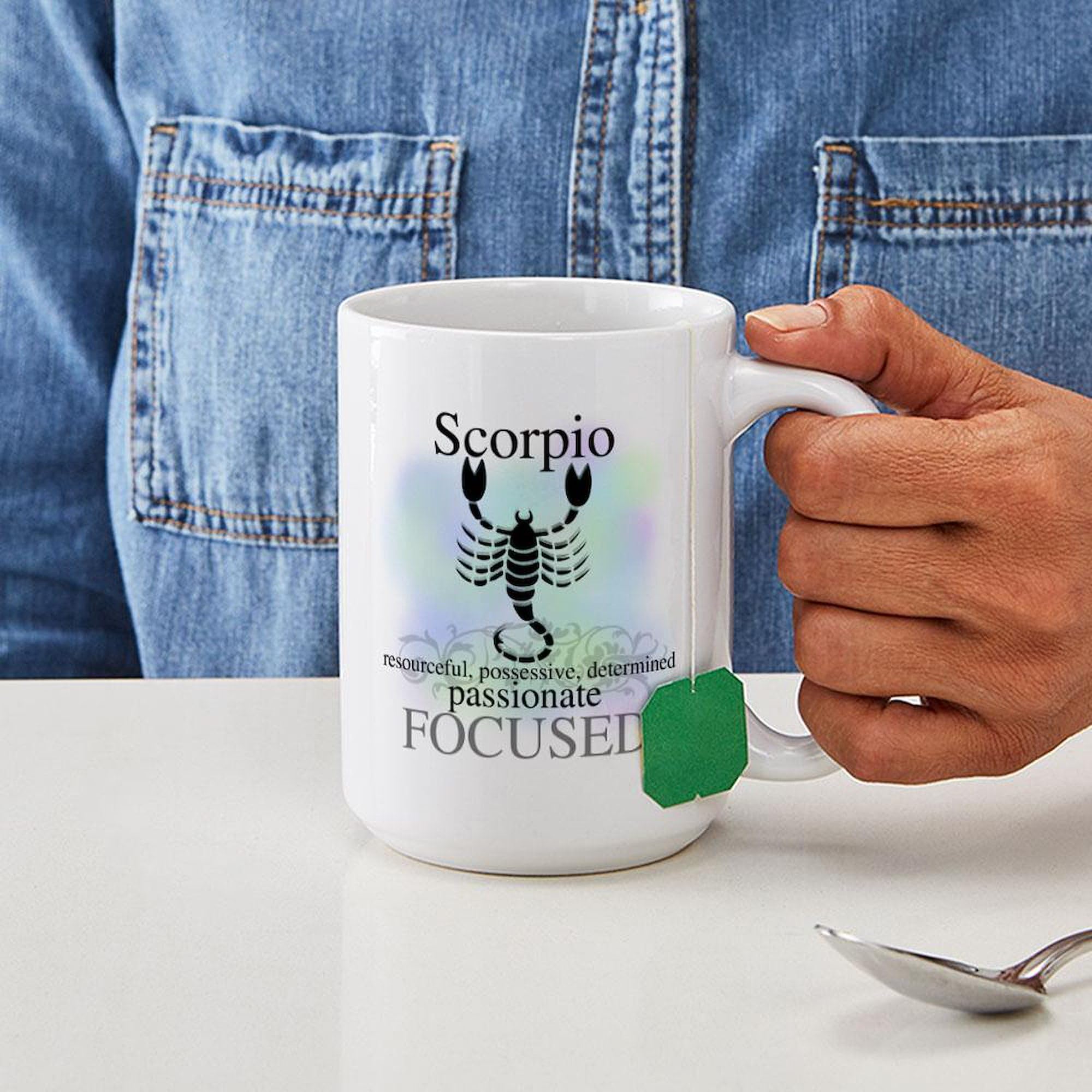 Scorpio The Scorpion 15 oz Large Coffee Mug - White Ceramic Cup for Tea, Hot Chocolate & Coffee - Perfect for Home, Office & Gifts