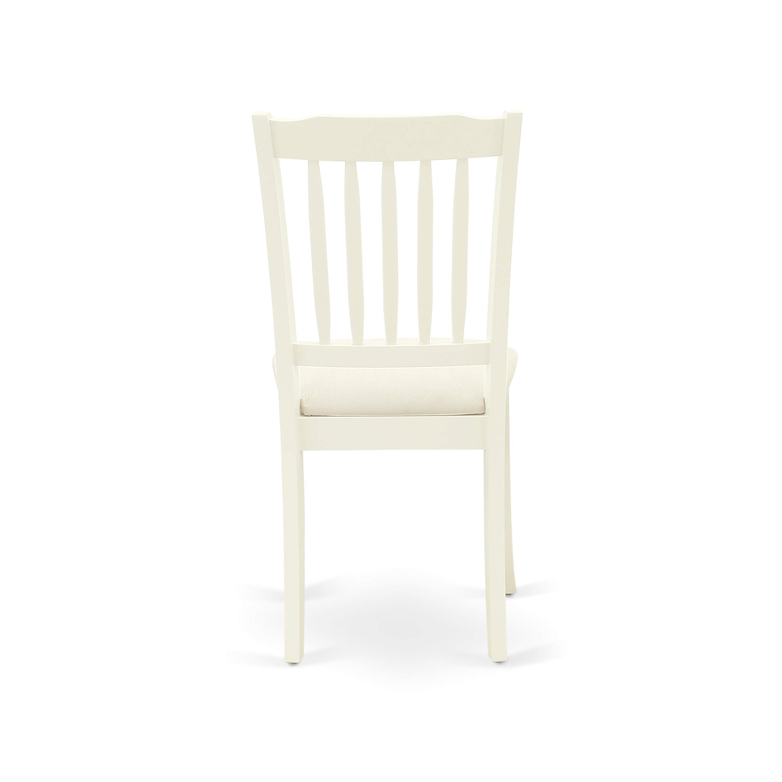 East West Furniture LGDA5-LWH-C 5-Piece White Linen Dining Set with Extendable Table & 4 Upholstered Chairs, 42x84 Inch - Perfect for Small Kitchens, Breakfast Nooks & Compact Dining Spaces