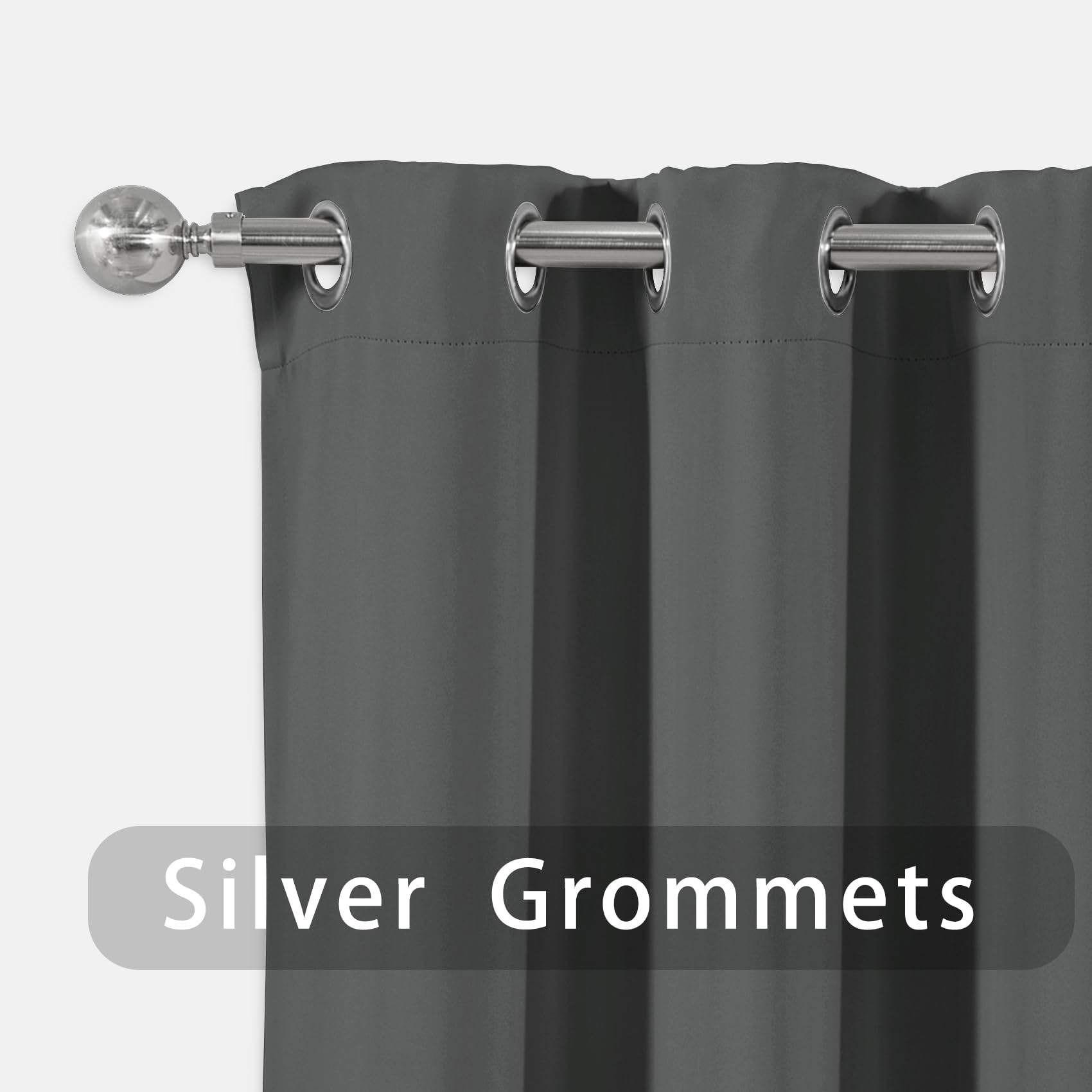 Gray Valance Curtains 16 inch - Room Darkening Kitchen Window Treatment, Triple Weave Grommet Top Valance for Living Room, Bedroom & Bathroom - 1 Panel Charcoal Grey Curtain for Small Windows | Perfect for Home Decor, Privacy & Light Control