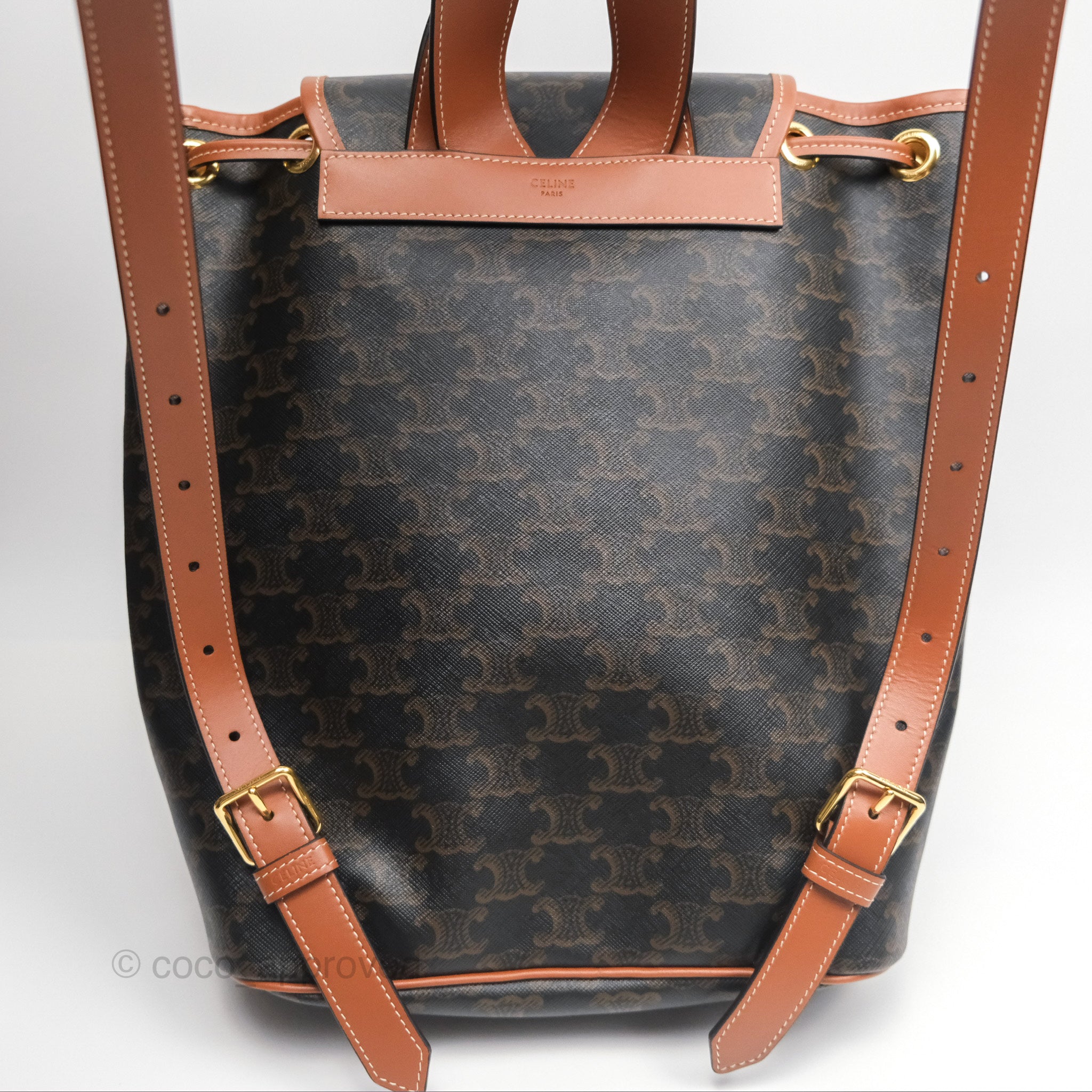 Celine Medium Folco Backpack in Triomphe Canvas & Calfskin Leather - Stylish Designer Backpack for Women, Work, Travel & Everyday Use