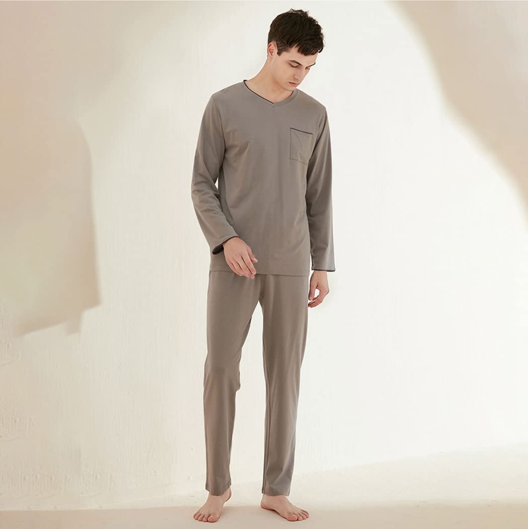 Premium Men's Cotton Modal Pajama Set - Soft Long Sleeve 2-Piece Sleepwear for Men | Comfortable Lounge & Sleep Pajamas for Home, Travel & Relaxation