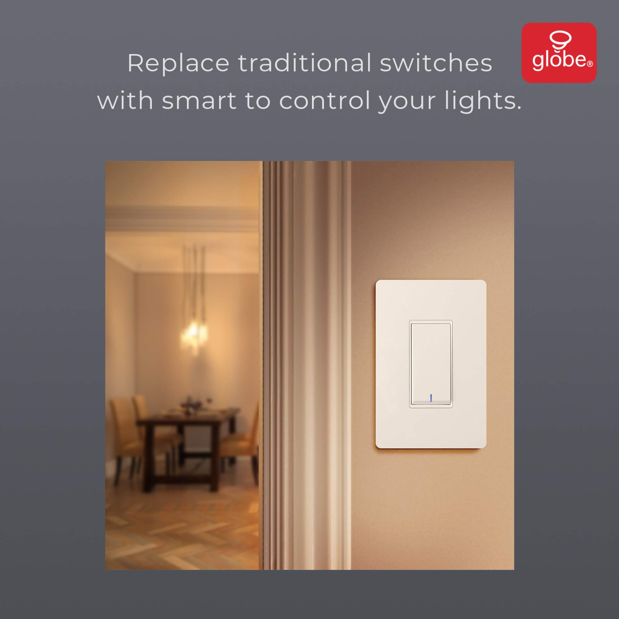 Globe Electric 50200 Smart Plug - WiFi Outlet for Home Automation, Works with Alexa & Google Assistant - Control Lights & Appliances Remotely | Perfect for Living Room, Bedroom & Office Use