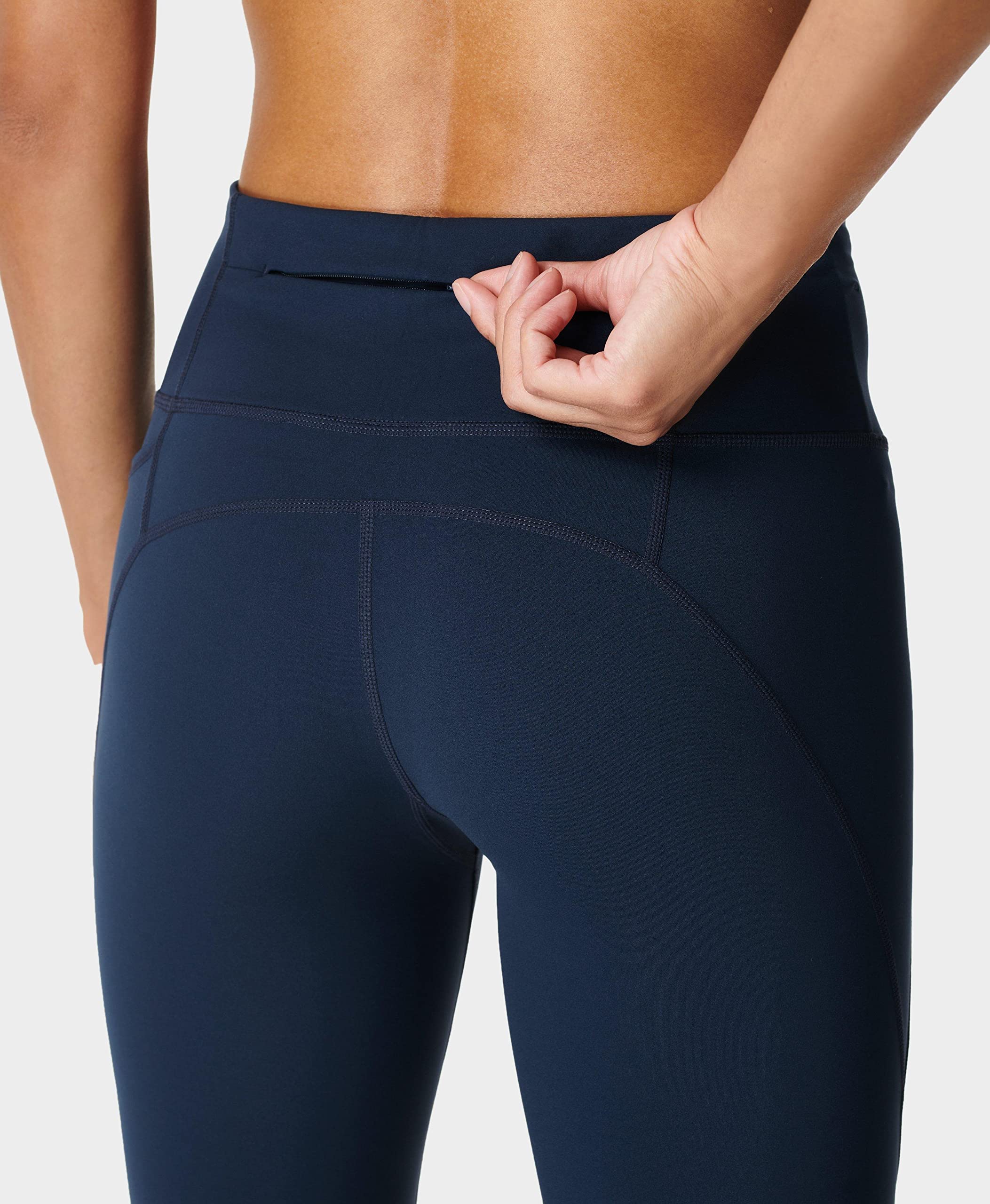 Sweaty Betty Women's Power 7/8 High-Waisted Workout Leggings - Navy Blue - Moisture-Wicking & Breathable Yoga Pants for Gym, Running & Fitness Training