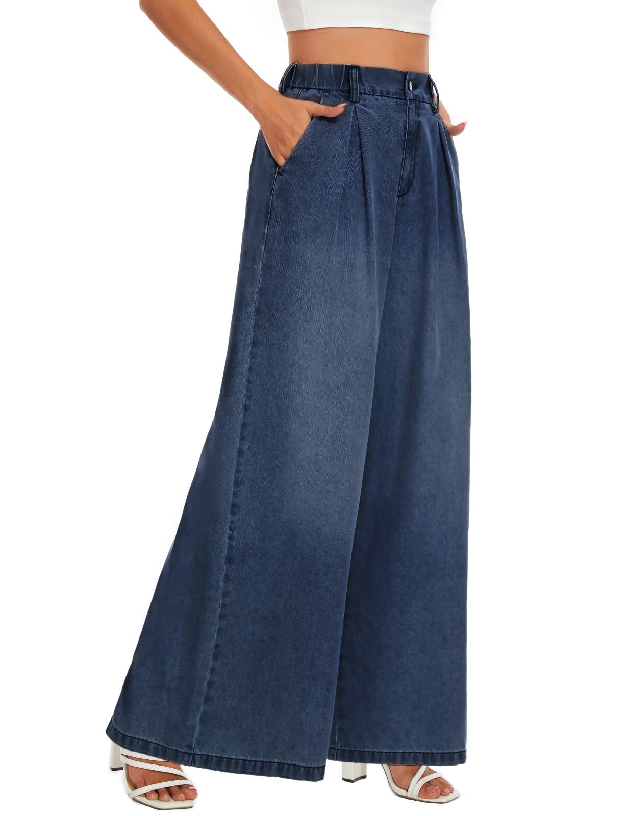 Tapata Women's High Waist Wide Leg Jeans - 24