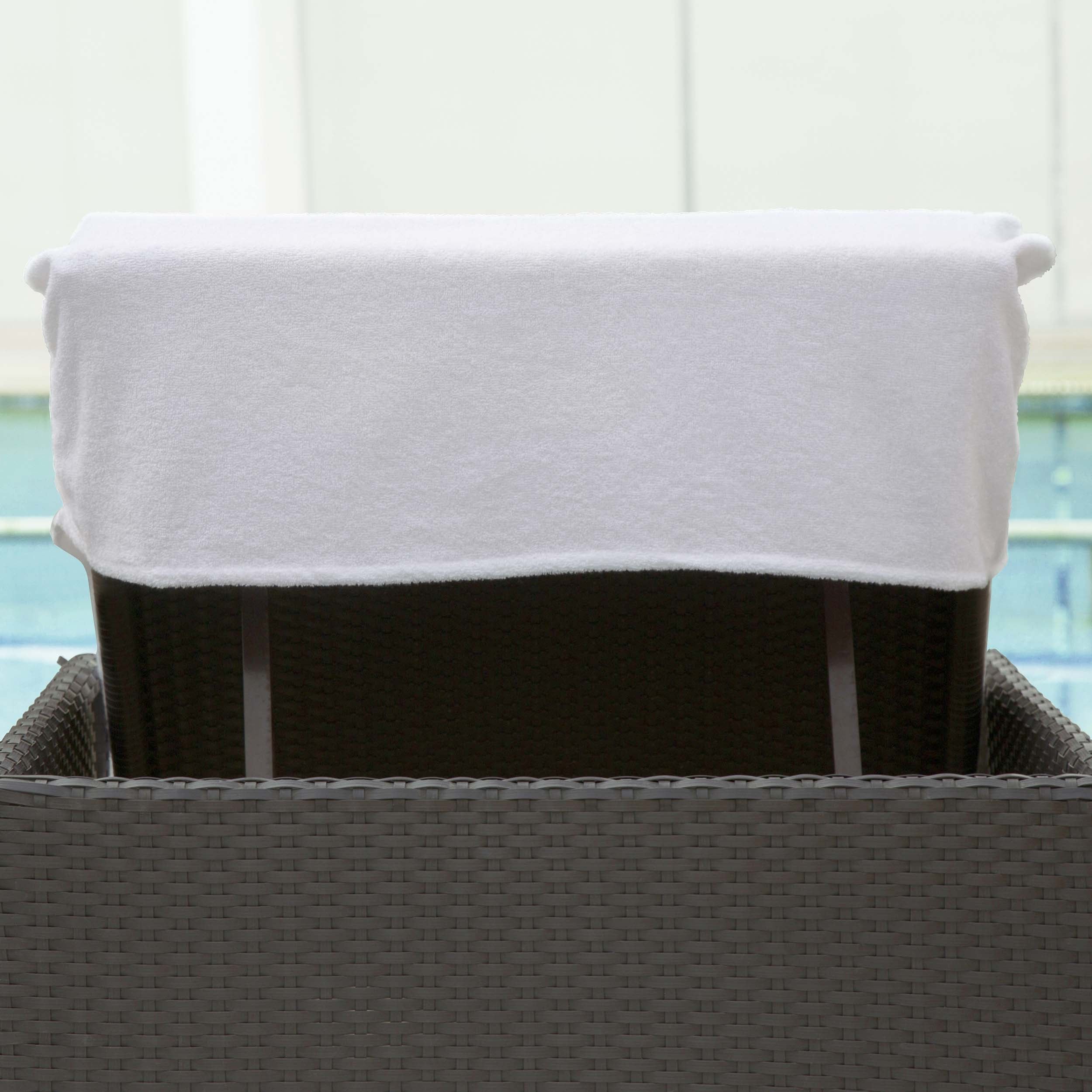 Custom Monogrammed Cotton Terry Chaise Lounge Slipcover - Waterproof Outdoor Patio Furniture Cover for Poolside, Garden & Deck Protection