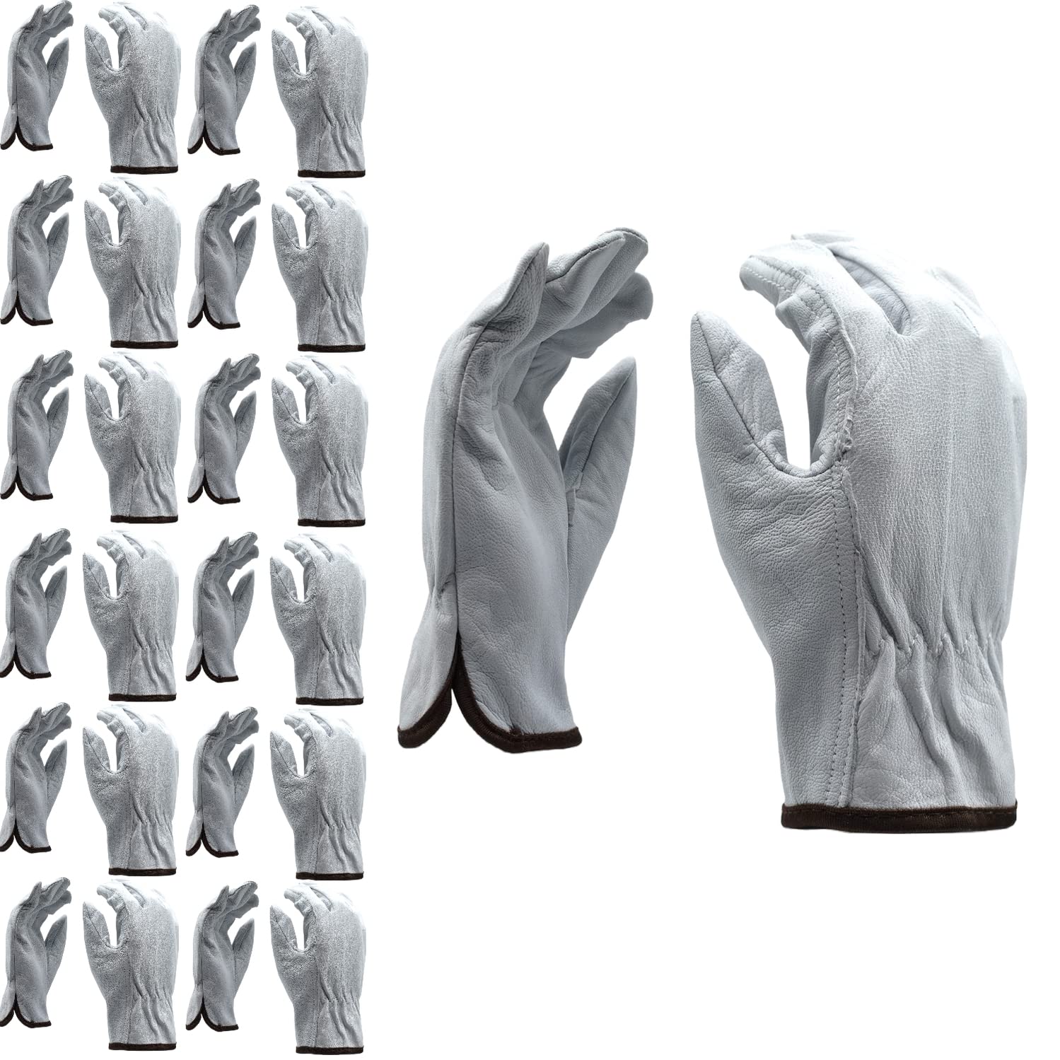 Premium Cordova 8501L Standard Grain Goatskin Driver Gloves - Unlined, Shirred Elastic Back, Straight Thumb - Large Size (12-Pack) - Perfect for Driving, Motorcycling & Outdoor Activities