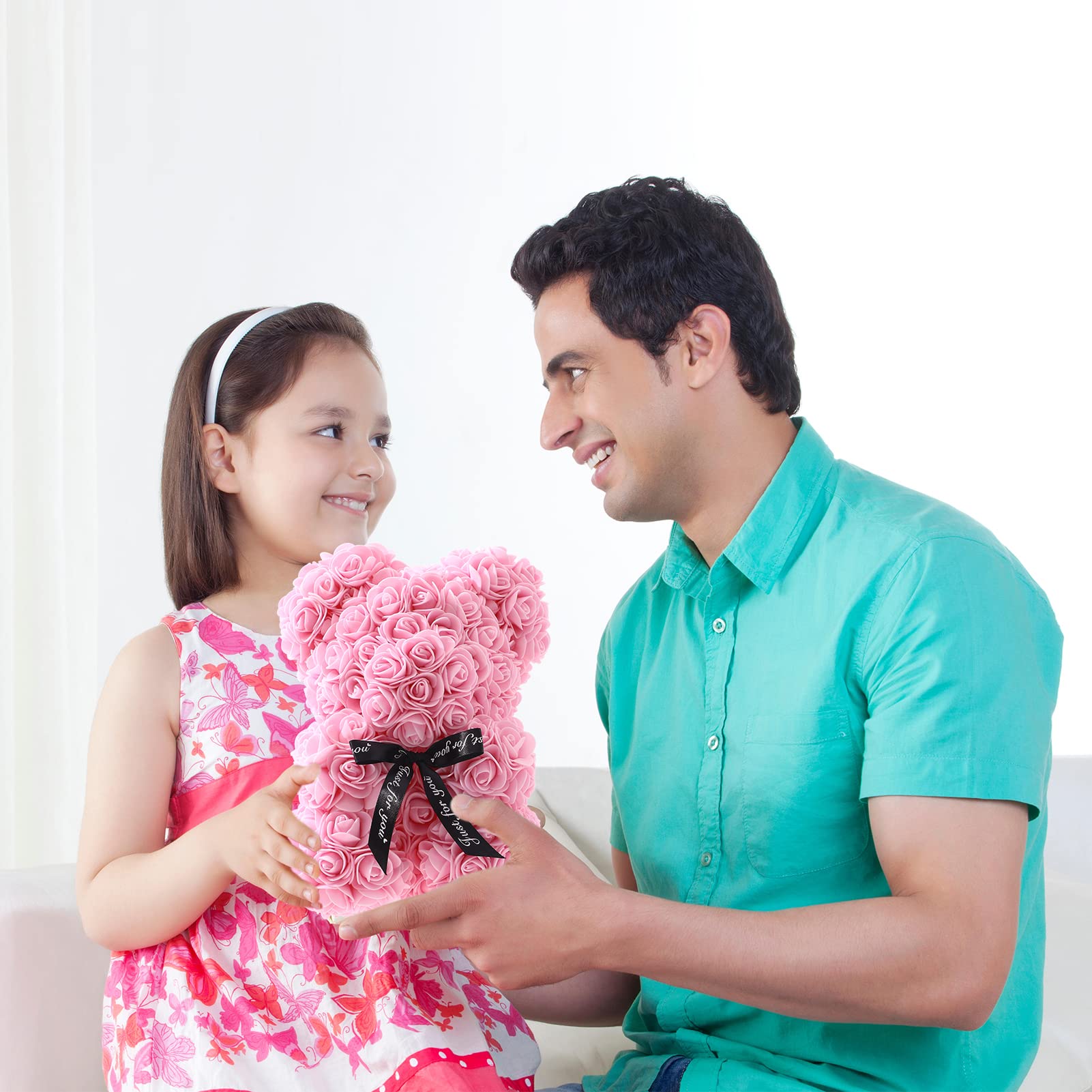 Handmade Rose Teddy Bear Gift - 10-inch Light Pink Rose Flower Bear for Girlfriend, Daughter, Valentine's Day, Mother's Day, Wedding & Anniversary | Romantic Present in Clear Gift Box | Perfect for Birthdays, Proposals & Special Occasions