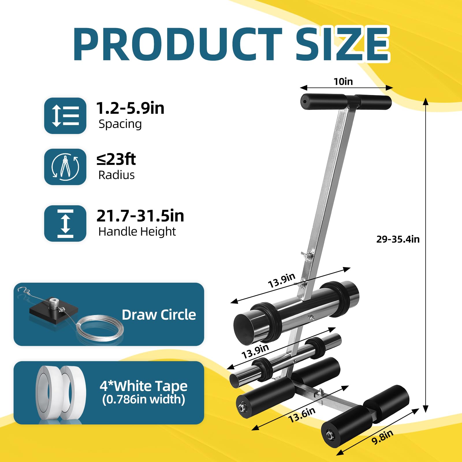 Professional Court Line Tape Machine - Basketball Court Line Striping Machine for Parking Lots, Roads & Sports Fields | Durable Paint Striping Equipment for Perfect Court Markings & Safety Warnings