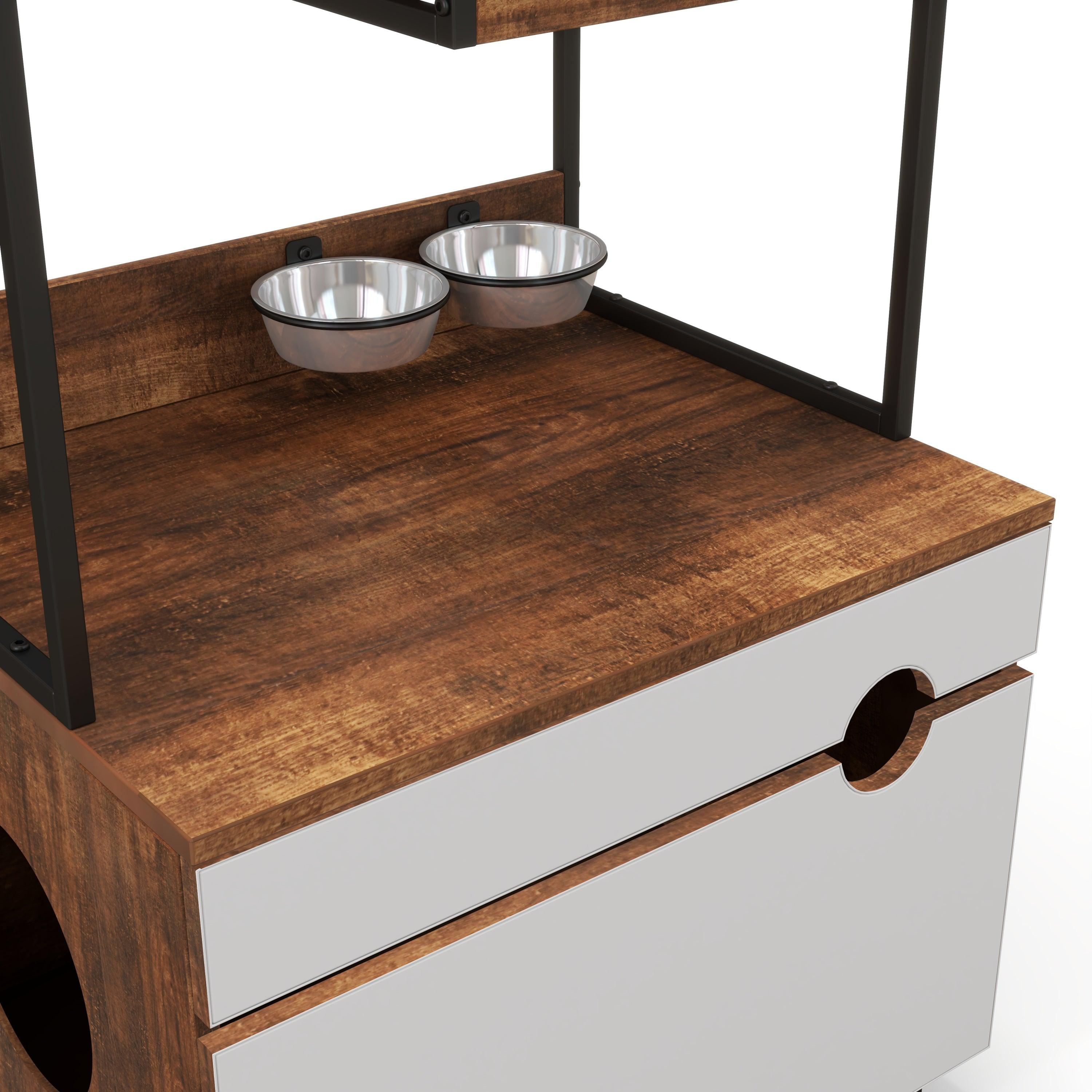 Cat Litter Box Enclosure with Cat Tree Tower - Modern Cat Furniture Cabinet for Home Decor | Perfect for Small Spaces & Multi-Cat Households