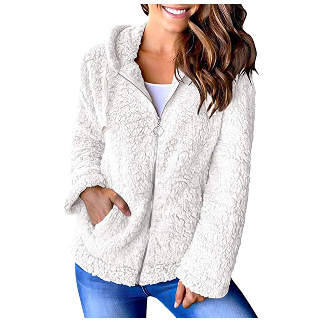 Plus Size Women's Long Sleeve Zip Up Hooded Jacket with Chunky Pockets - Warm Winter Coat for Outdoor Activities & Casual Wear