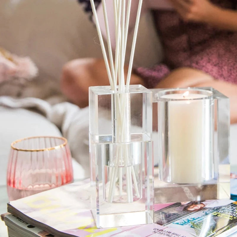 Premium Angelica Citron 220g Bevelled Crystal Scented Candle by Abode Aroma - Luxury Home Fragrance for Relaxation, Spa & Romantic Ambiance
