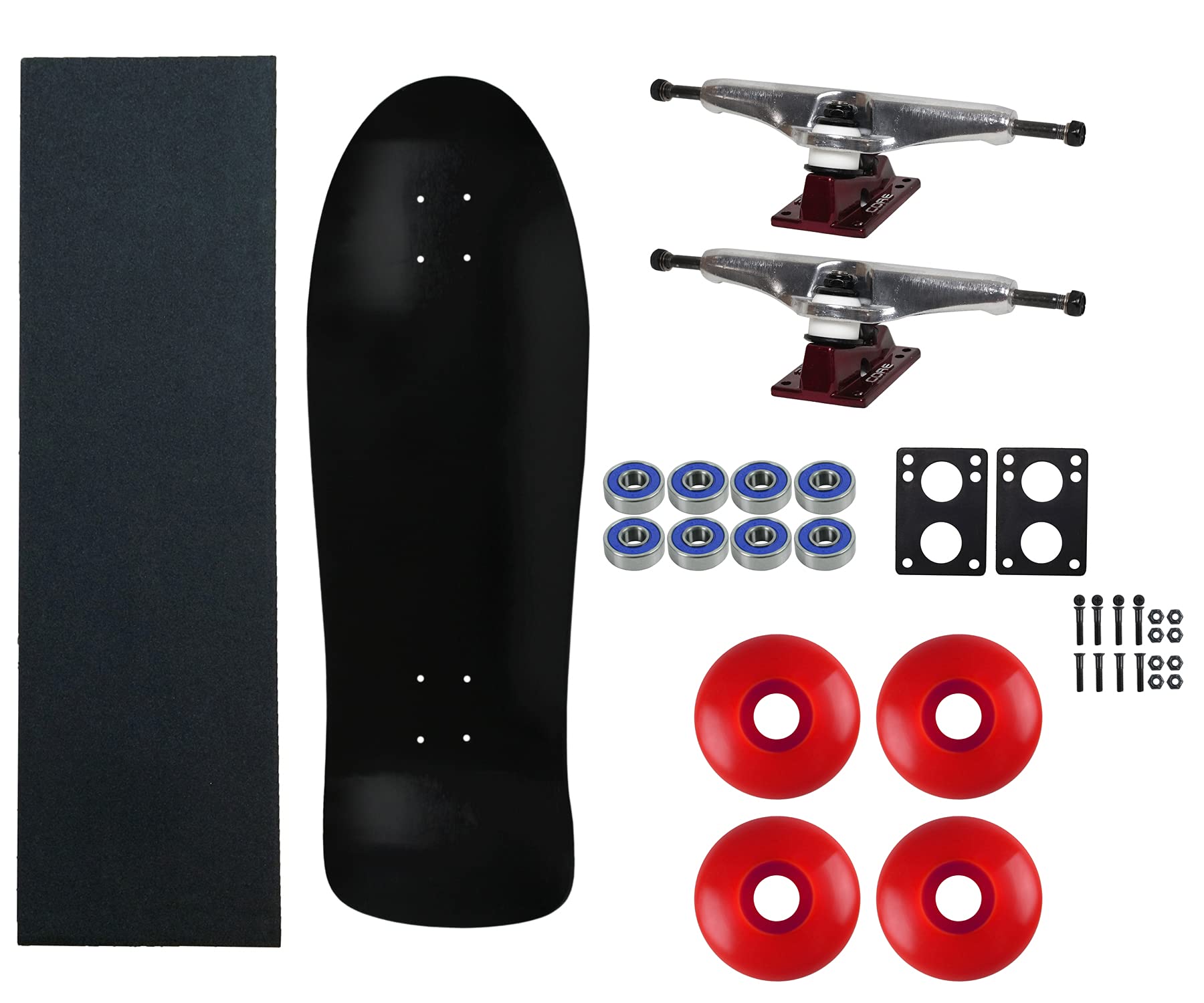 Vintage 80's Style Moose Skateboard Complete - 30 Inch Deck with Hollow 7.0 Silver/Red Trucks & 58mm Red Wheels | Perfect for Retro Skateboarding, Street Tricks & Collector's Display