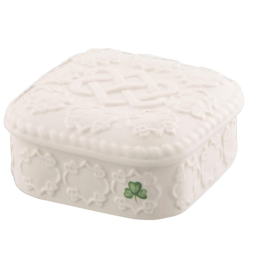 Belleek Love Knot Trinket Box - Handcrafted Ceramic Jewelry Storage for Rings & Keepsakes | Perfect Gift for Anniversaries, Weddings & Valentine's Day