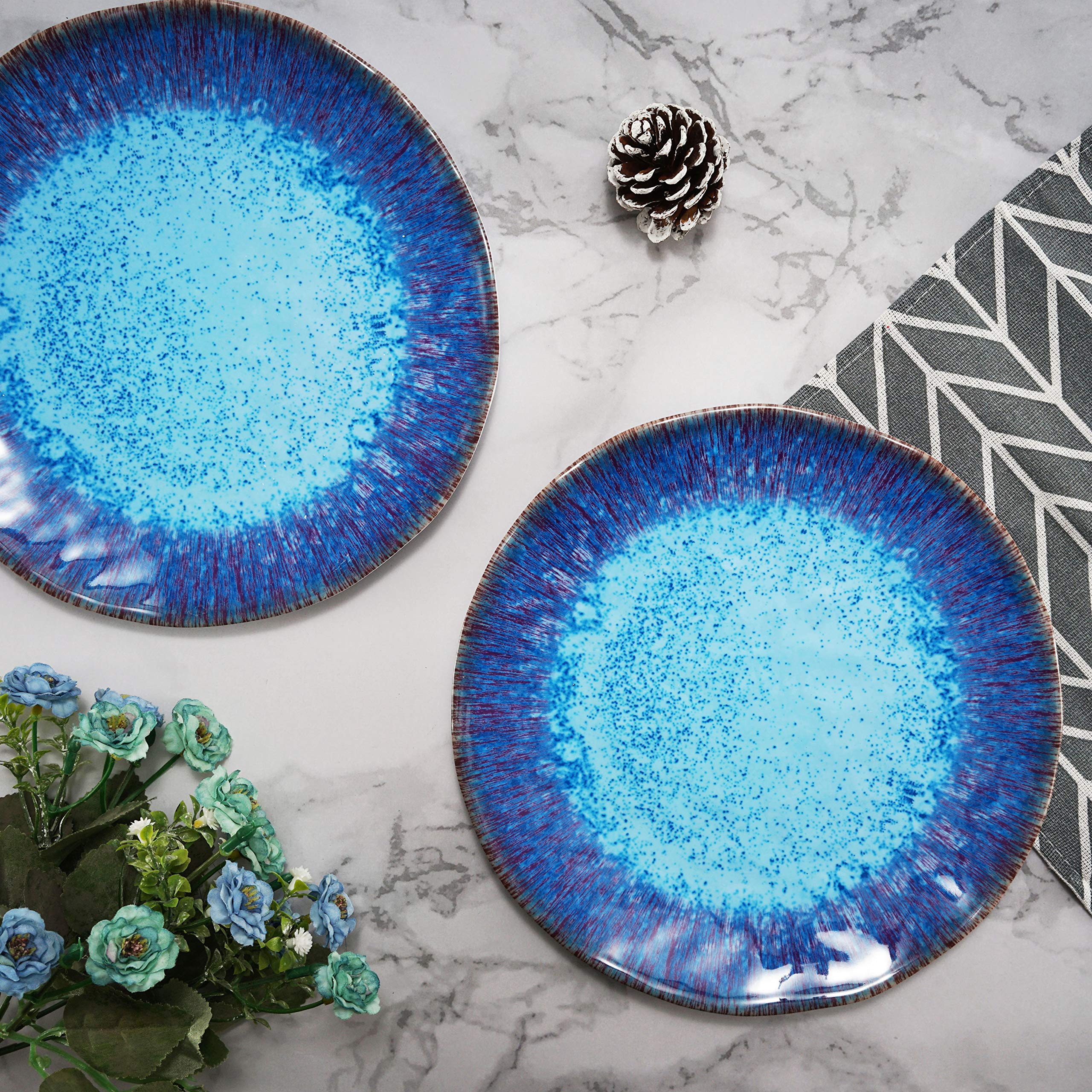 6-Piece Melamine Salad Plates Set - 9 Inch Round, Lightweight & Shatterproof, Dishwasher Safe (Not Microwave/Oven Safe) - Perfect for Outdoor Picnics, Parties, and Everyday Dining (Deep Blue)