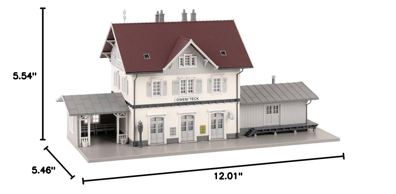 Faller HO Scale 1:87 Owen Train Station Model Kit - New 2021 | Realistic Miniature Building for Model Railroad Scenery & Train Layouts