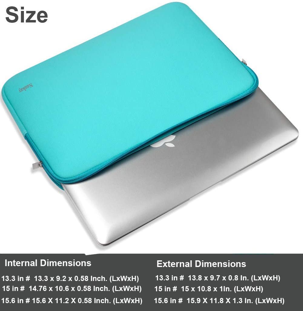 13 Inch Laptop Sleeve - Water Resistant Neoprene Case for MacBook Pro/Air & Notebook Computers - Protective Carrying Bag for Travel, Work & School (Blue)