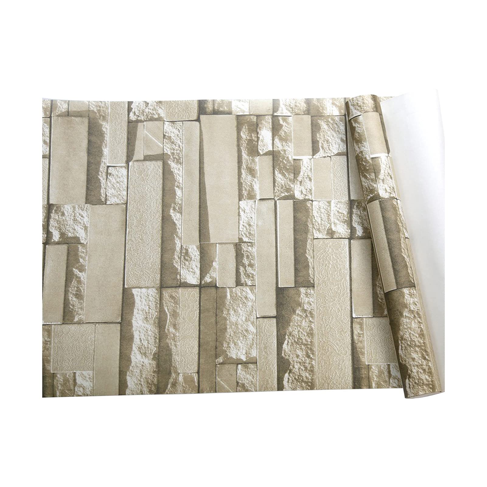 NUZYZ Suzanne Removable Non-Woven 3D Brick Textured Wallpaper - Self-Adhesive Peel & Stick Wall Covering for Living Room, Bedroom, Office (Stone Pattern, Easy Installation)