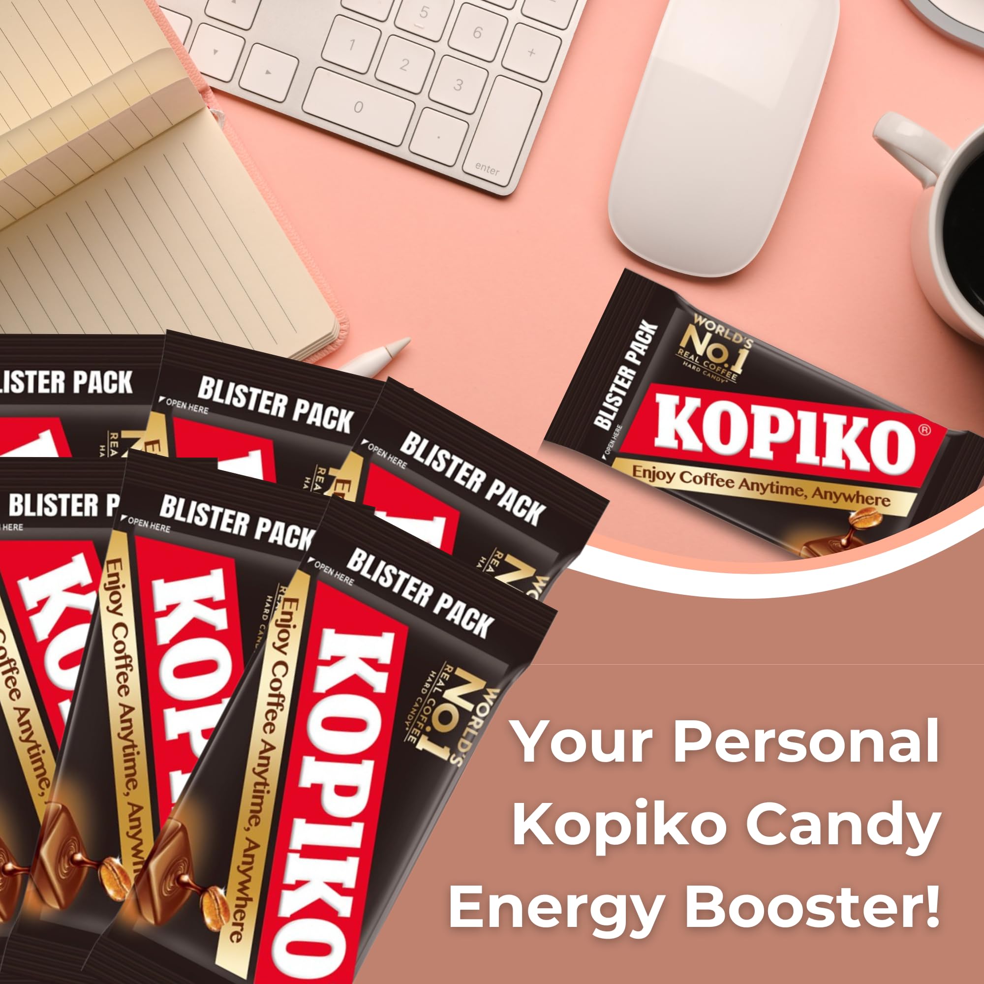Kopiko Coffee Candy Bundle - 6 Pack (1.13 Oz Each) with Shagu Magnet | Hard Coffee-Flavored Candy for Coffee Lovers | Perfect for Office Snacks, Travel Treats & Coffee Breaks