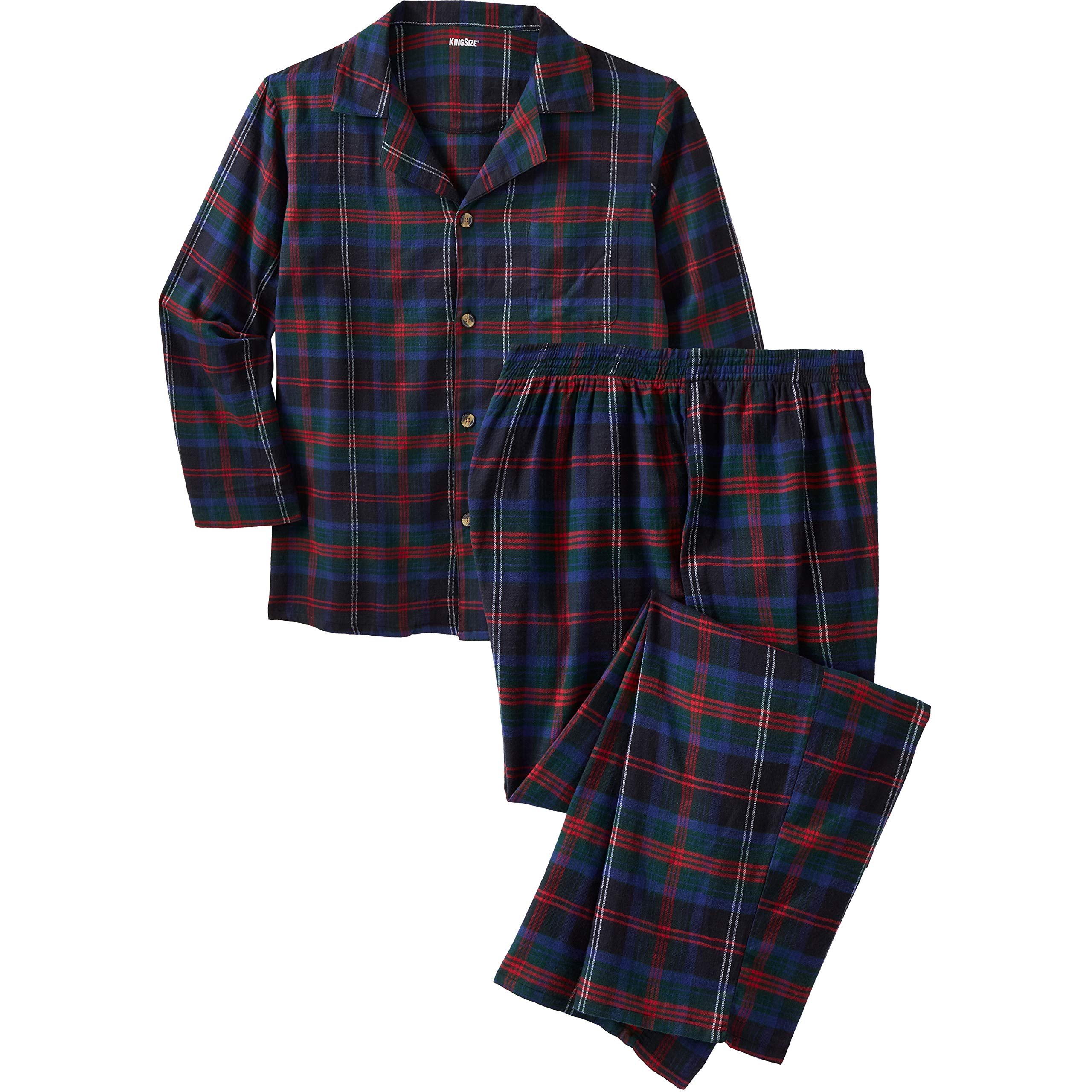 KingSize Men's Big & Tall Plaid Flannel Pajama Set - Soft & Comfortable Winter Sleepwear for Lounge & Home Relaxation