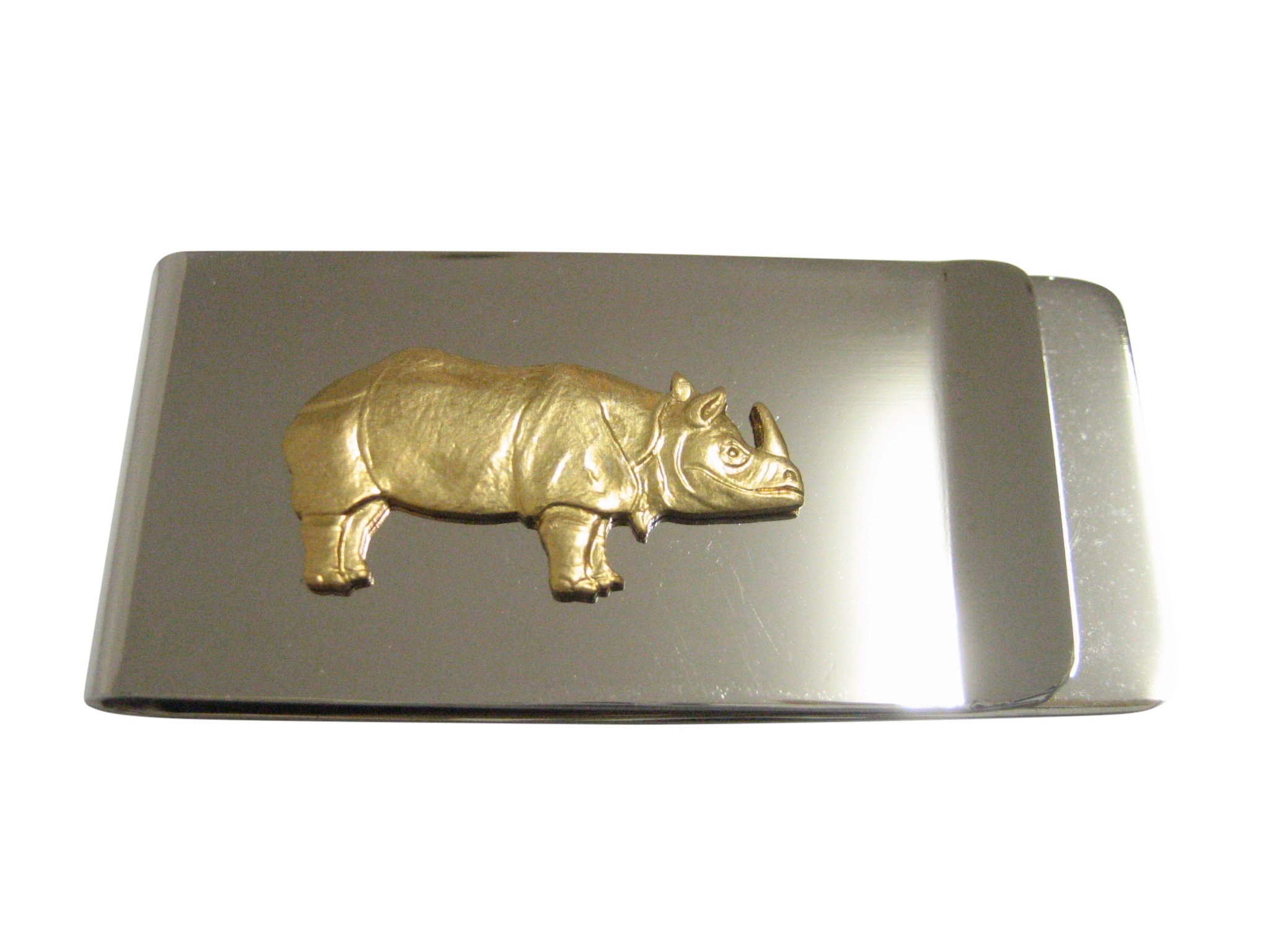 Kiola Designs Gold-Toned Small Rhino Pendant Money Clip - Stylish Gift for Men, Wallet Accessory for Cash & Cards - Perfect for Weddings, Graduations & Everyday Use