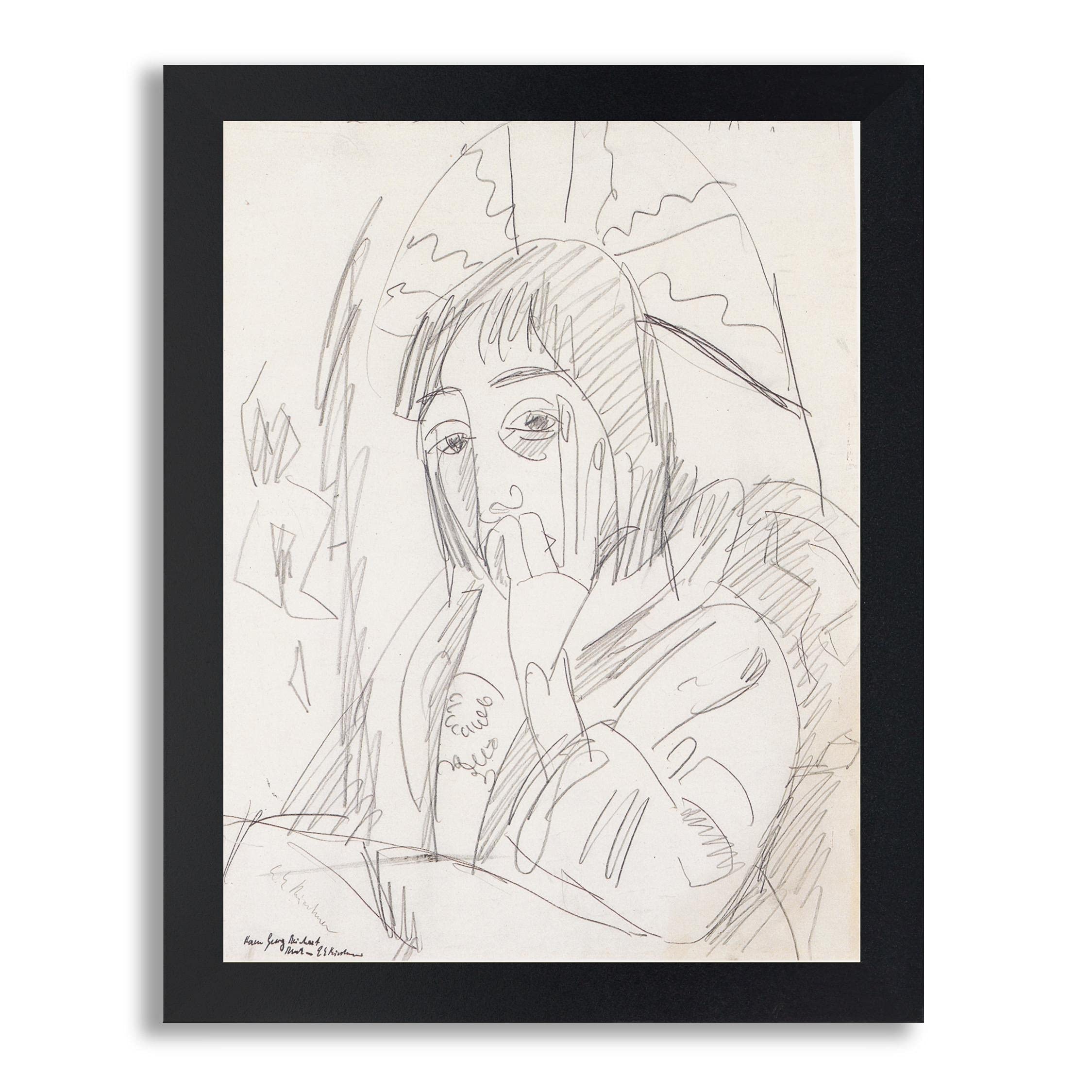 Ernst Ludwig Kirchner Framed Print - Japanese Umbrella Art Reproduction Poster in Wood Frame | Fine Art Gallery Wall Decor for Home & Office | Perfect Gift for Living Room, Bedroom & Study Areas