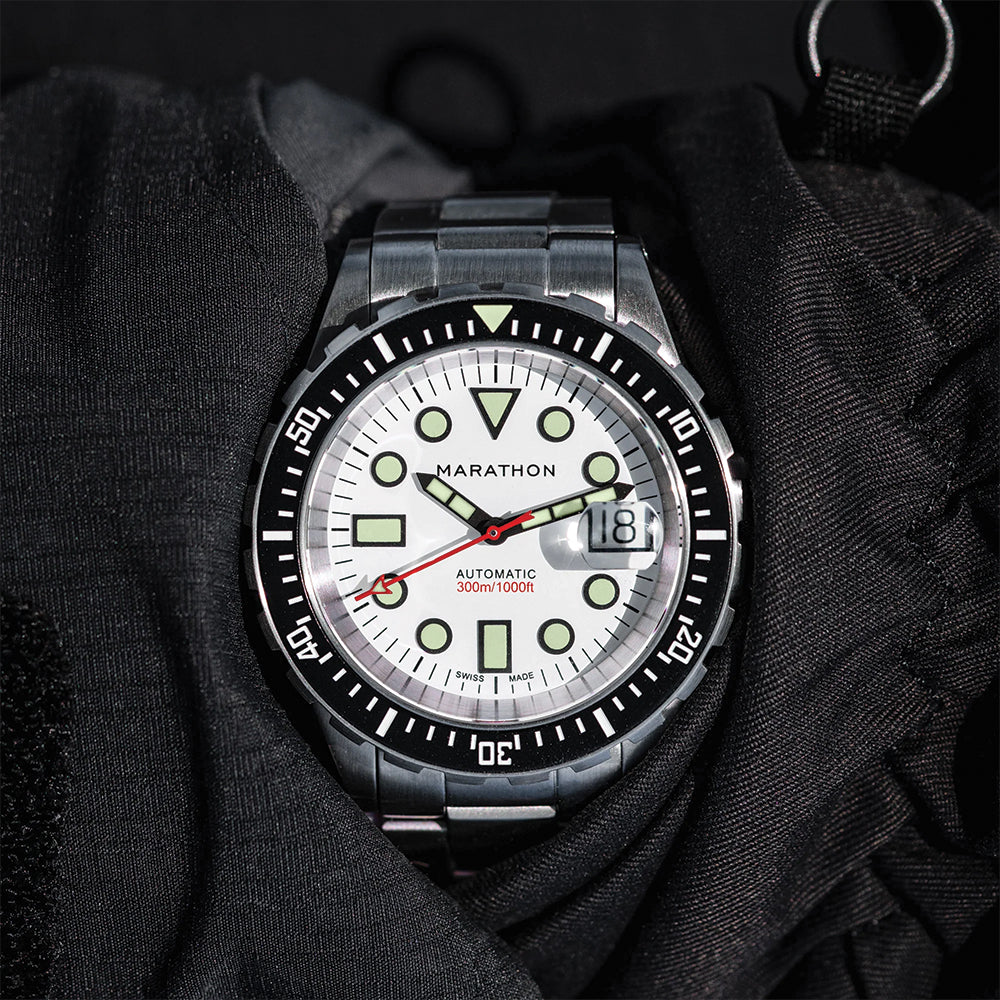 OSAR D Arctic Edition Type I Diver's Automatic Watch 41mm White Dial Stainless Steel Bracelet - Perfect for Scuba Diving, Water Sports & Everyday Wear